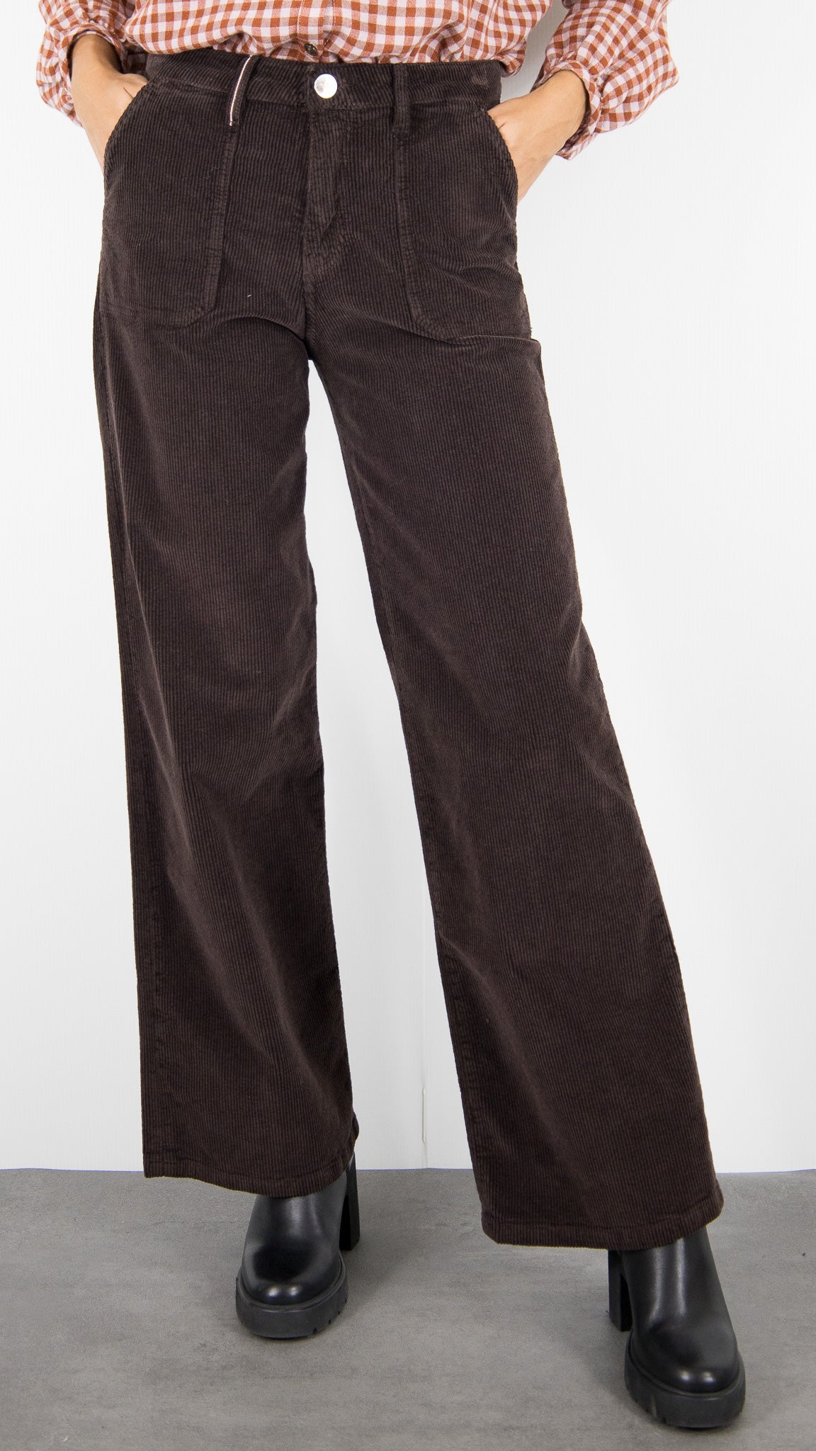 PANTALON LARGE EN VELOUR ISLOW ANDREA ORIGINAL CORD POUR FEMME#COLOR_BRUN/CHOCO