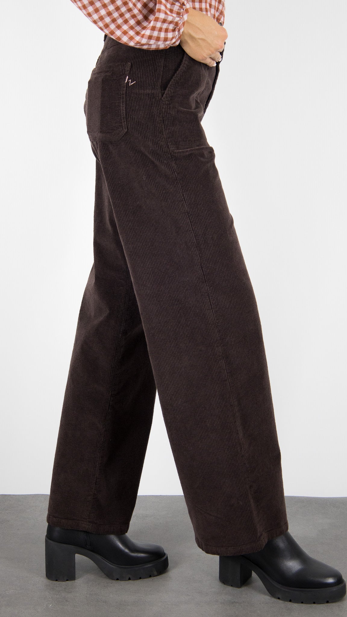 PANTALON LARGE EN VELOUR ISLOW ANDREA ORIGINAL CORD POUR FEMME#COLOR_BRUN/CHOCO