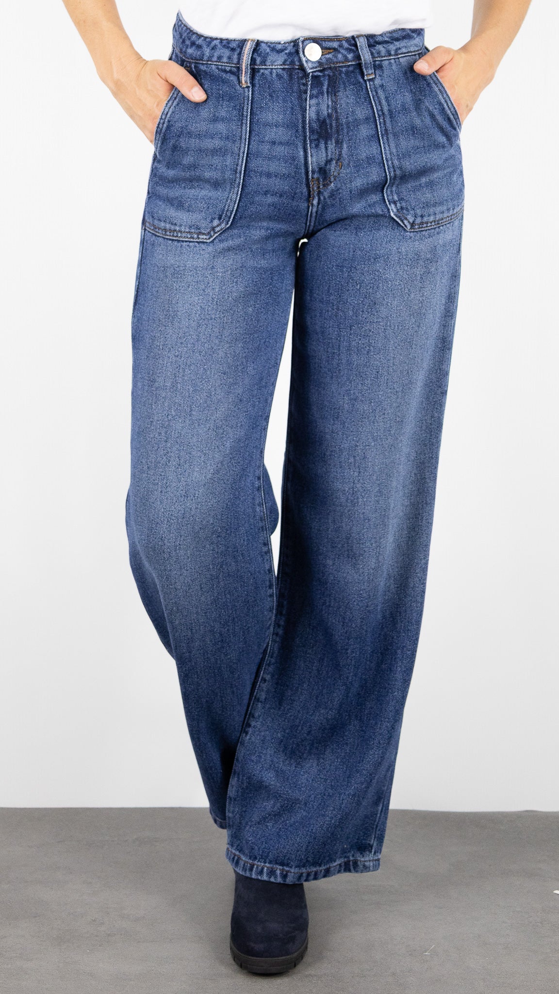 JEANS LARGE EN TENCEL FEMME BLEU CLAIR ISLOW ANDREA TENCEL DARK DENIM WORN VINTAGE