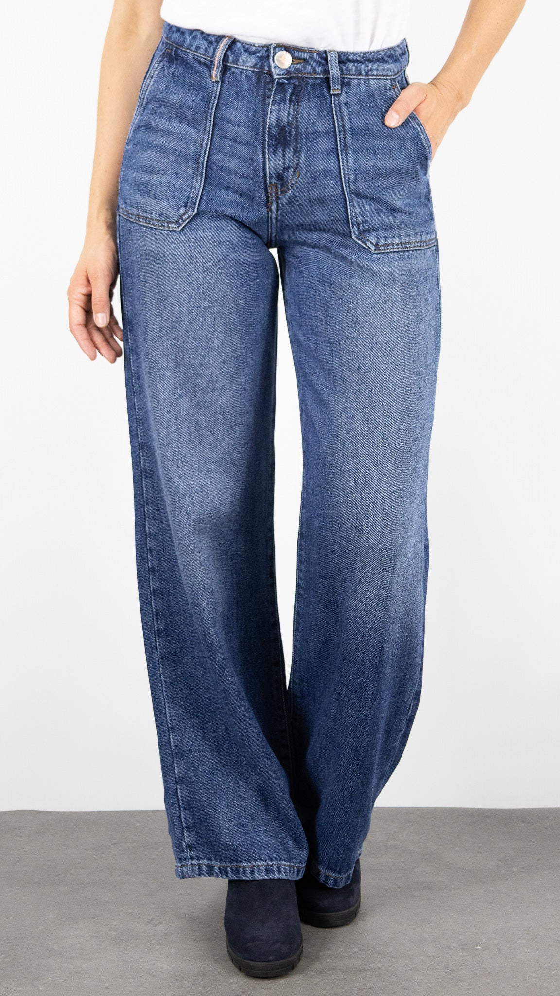 JEANS LARGE EN TENCEL FEMME BLEU CLAIR ISLOW ANDREA TENCEL DARK DENIM WORN VINTAGE