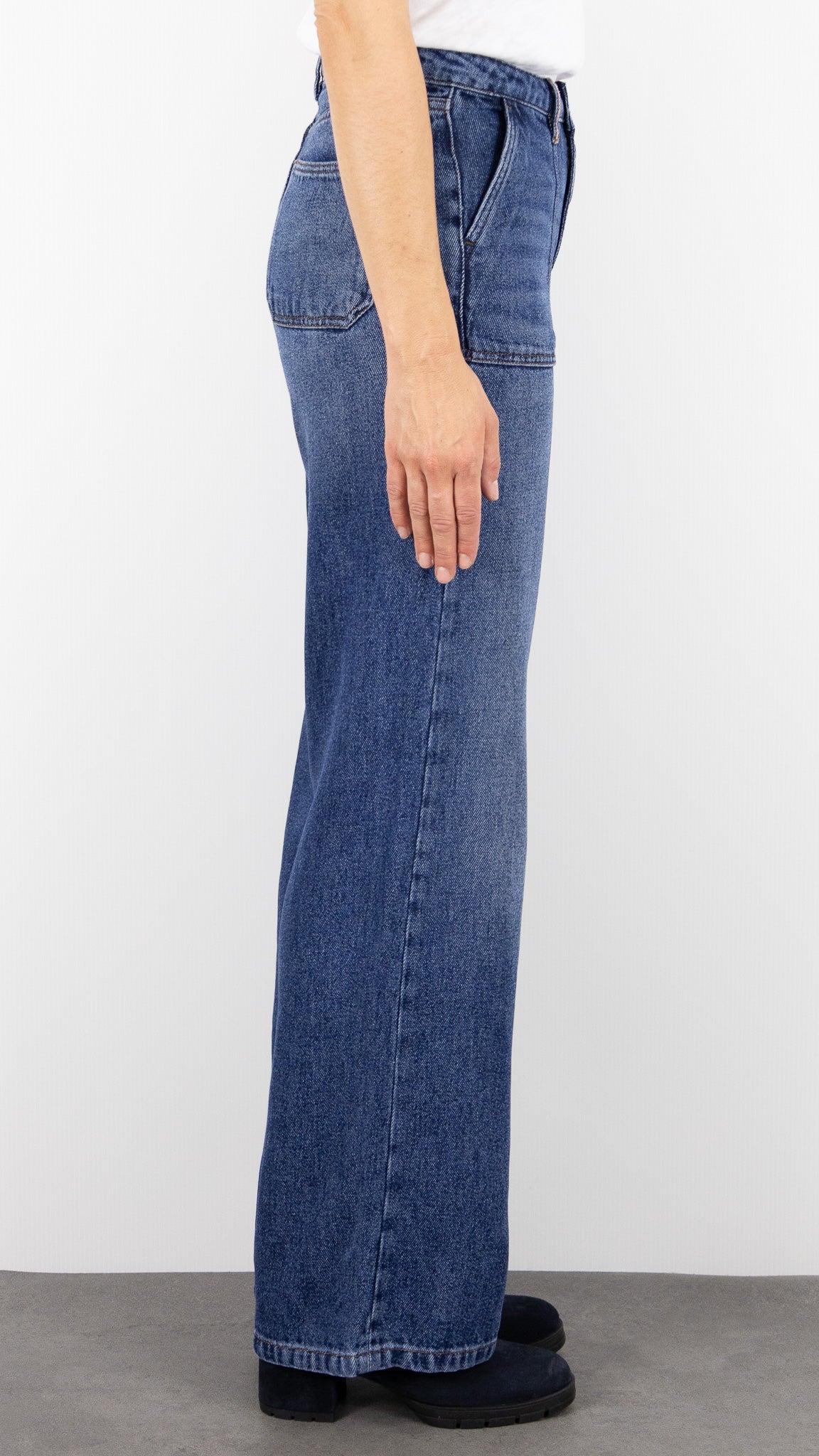 JEANS LARGE EN TENCEL FEMME BLEU CLAIR ISLOW ANDREA TENCEL DARK DENIM WORN VINTAGE