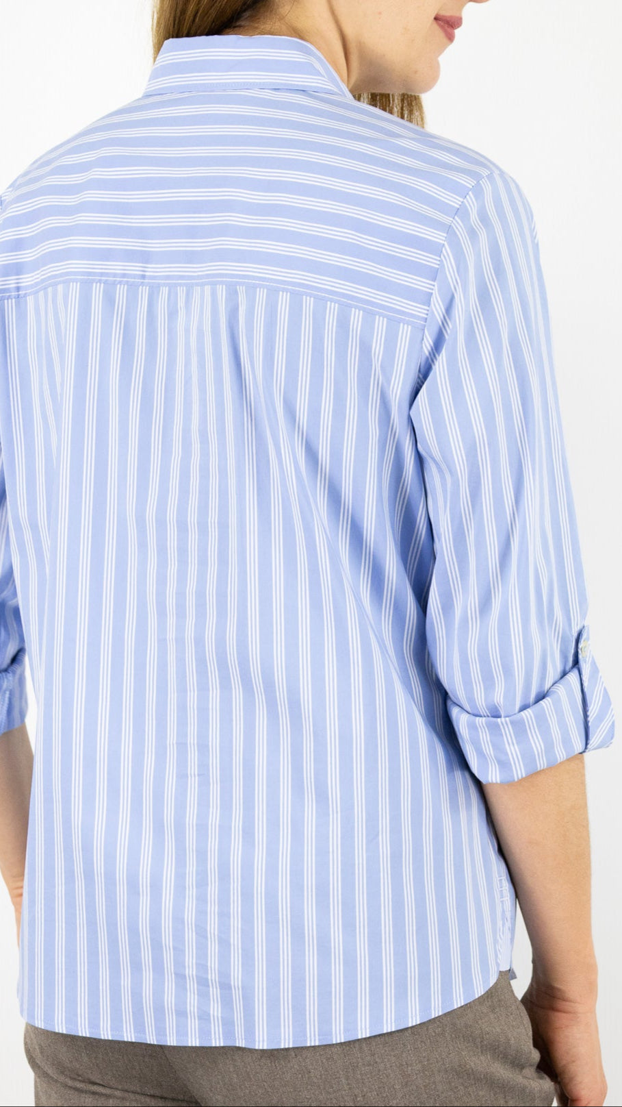 CHEMISE RAYEE EN COTON FEMME BIANCA ANINA#COLOR_439/CIEL