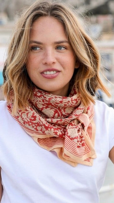 ECHARPE IMPRIME ANJALI BELLEMME KAKI#color_CERISE