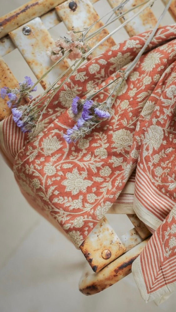 ECHARPE IMPRIME ANJALI BELLEMME KAKI#color_ORANGE BRULEE