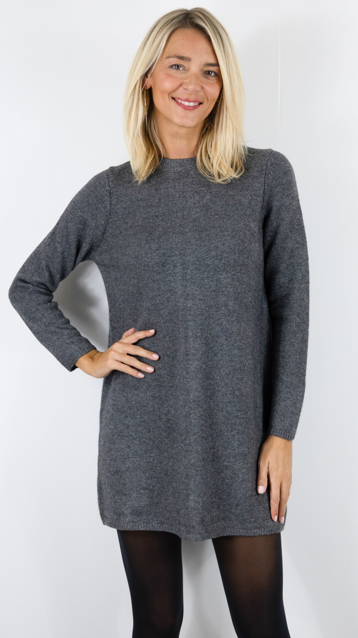 ROBE DROITE AVEC ZIP AU DOS EN LAINE GRIS CHINE BA&SH ATESS
