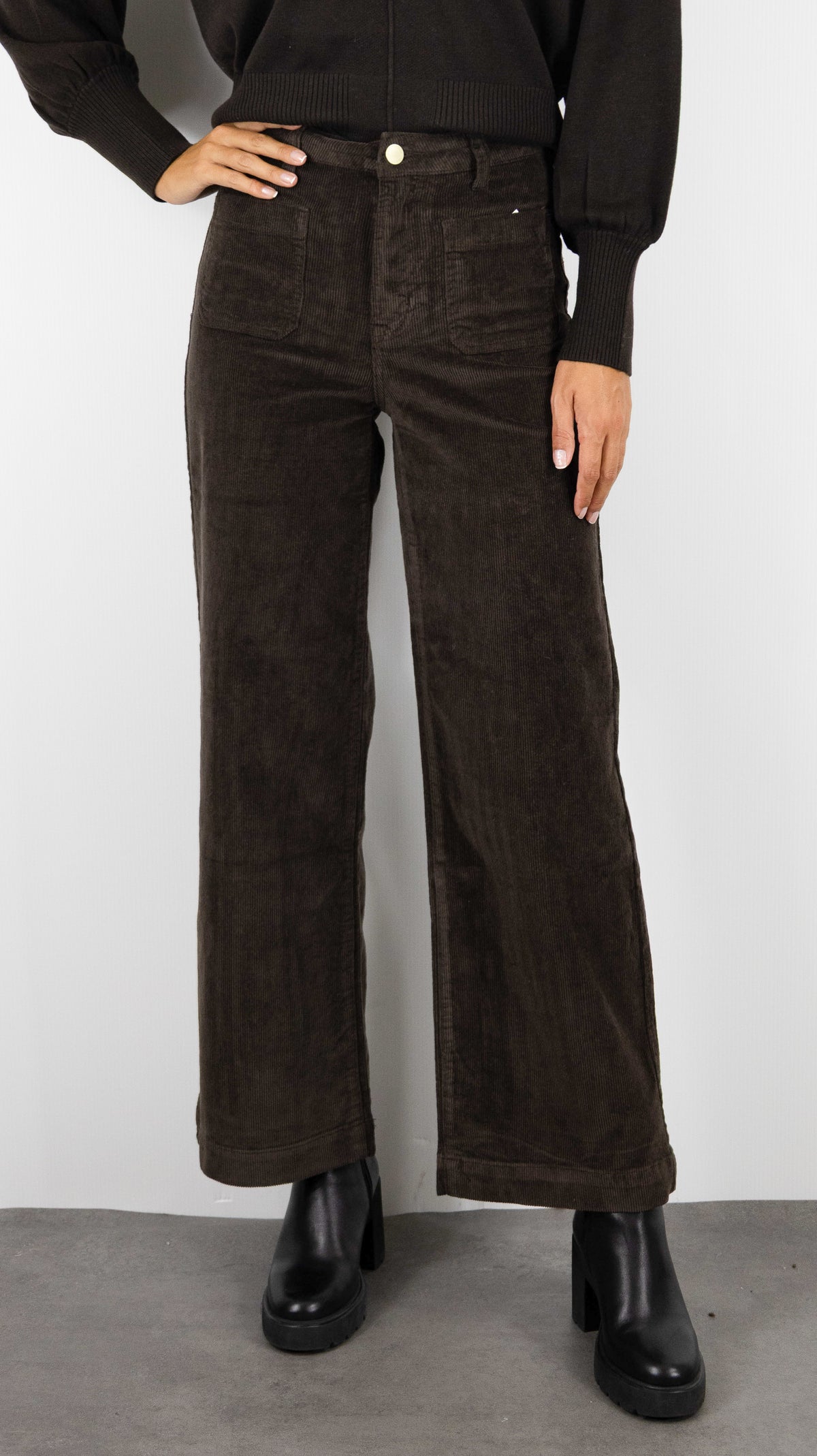 PANTALON LARGE EN VELOURS COTELE POUR FEMME LA PETITE ETOILE ATLANTY#COLOR_16/MARRON