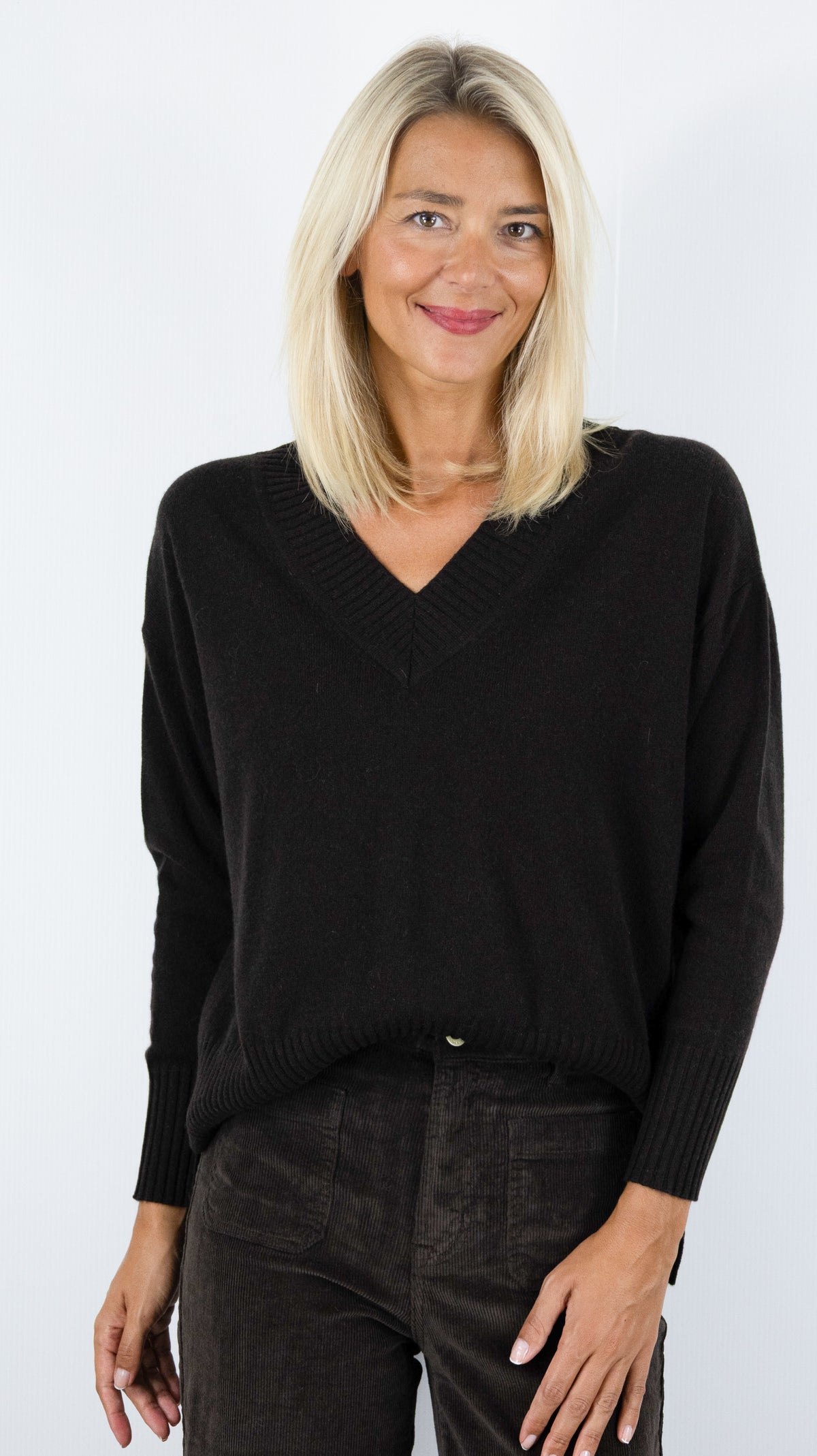 PULL COL V AMPLE POUR FEMME ESTHEME CKH715C#COLOR_55029/CHOCO