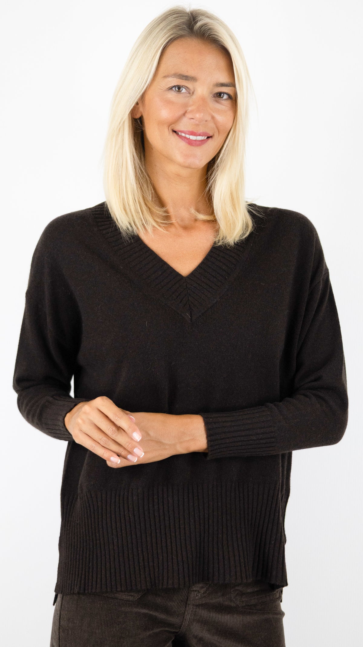 PULL COL V AMPLE POUR FEMME ESTHEME CKH715C#COLOR_55029/CHOCO