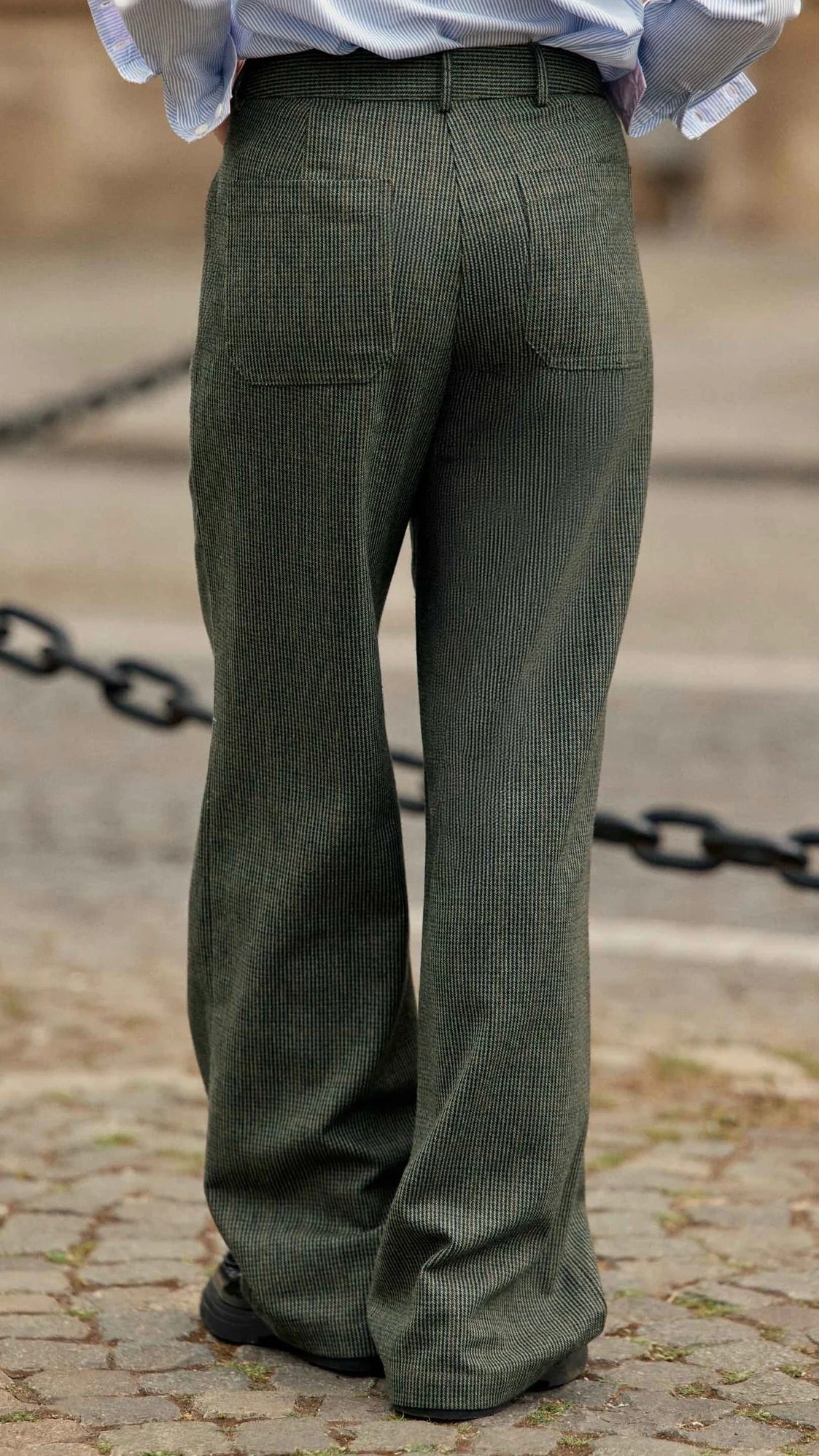 PANTALON PRINCE DE GALLES KAKI BOUTONS RIVET FEMME LA PETITE ETOILE ATLANY