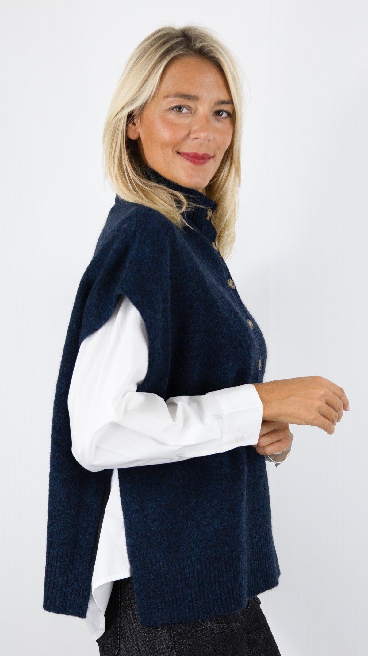 PULL SANS MANCHES COL CAMIONNEUR POUR FEMME HARTFORD MIMY#COLOR_08/INDIGO