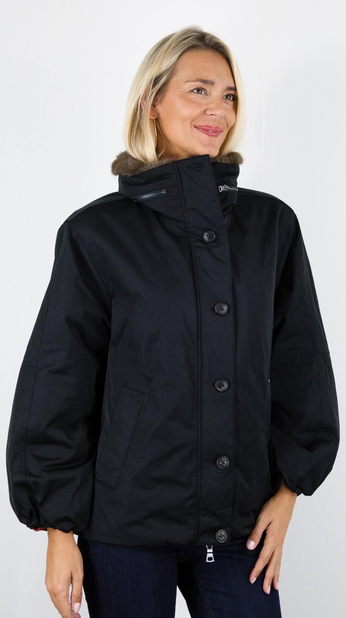 PARKA EVASEE A CAPUCHE POUR FEMME BLONDE N°8 DANTE#COLOR_200/NOIR