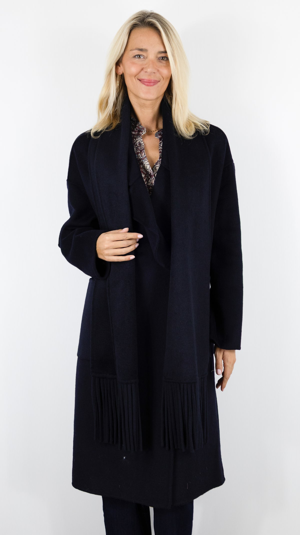 MANTEAU LONG ECHARPE INTEGREE MARINE IMPERIAL K8911CA87