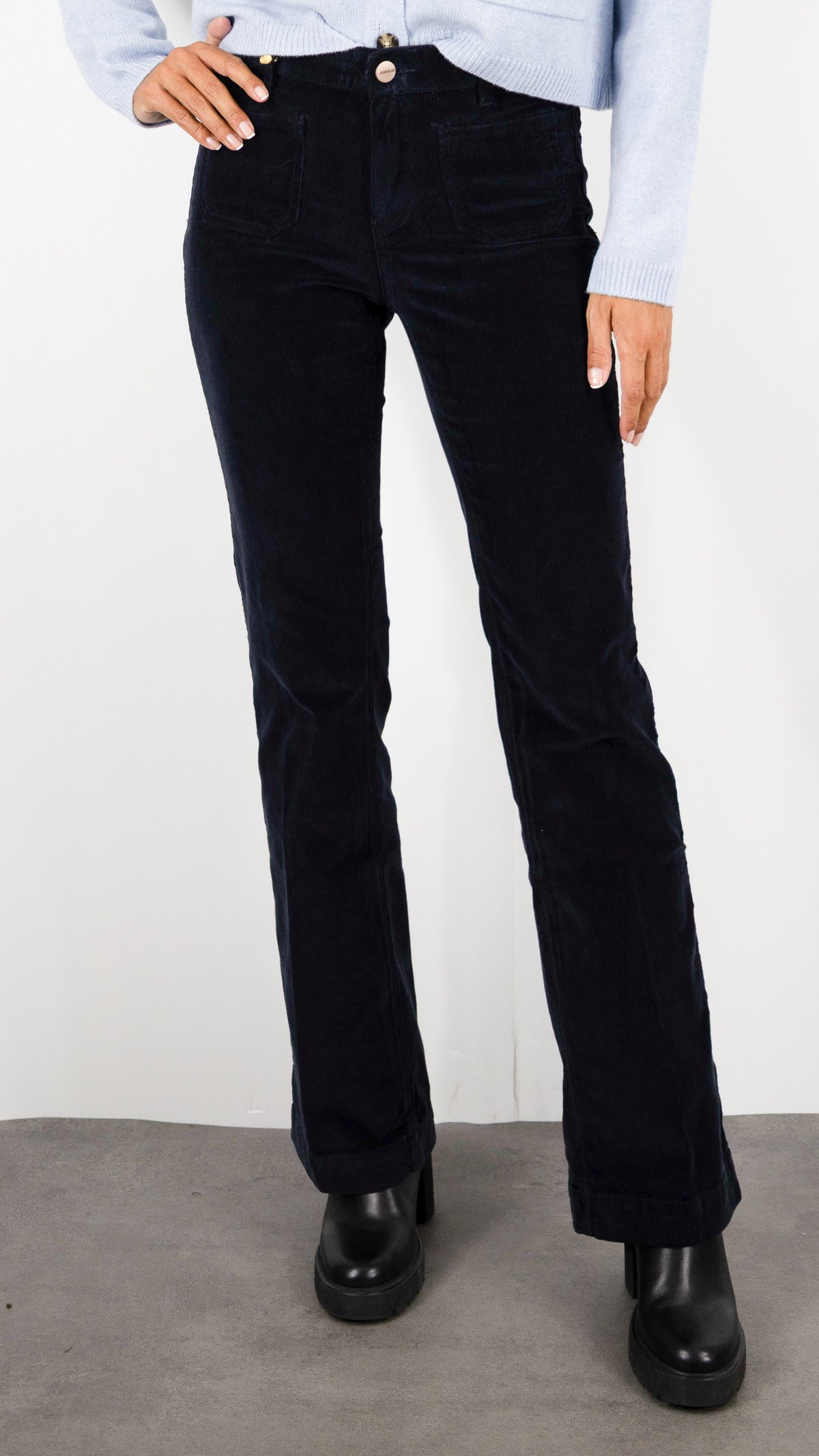 JEANS EVASE EN VELOURS POUR FEMME JANE BLUE BASTILLE NOTTING HILL#COLOR_MARINE
