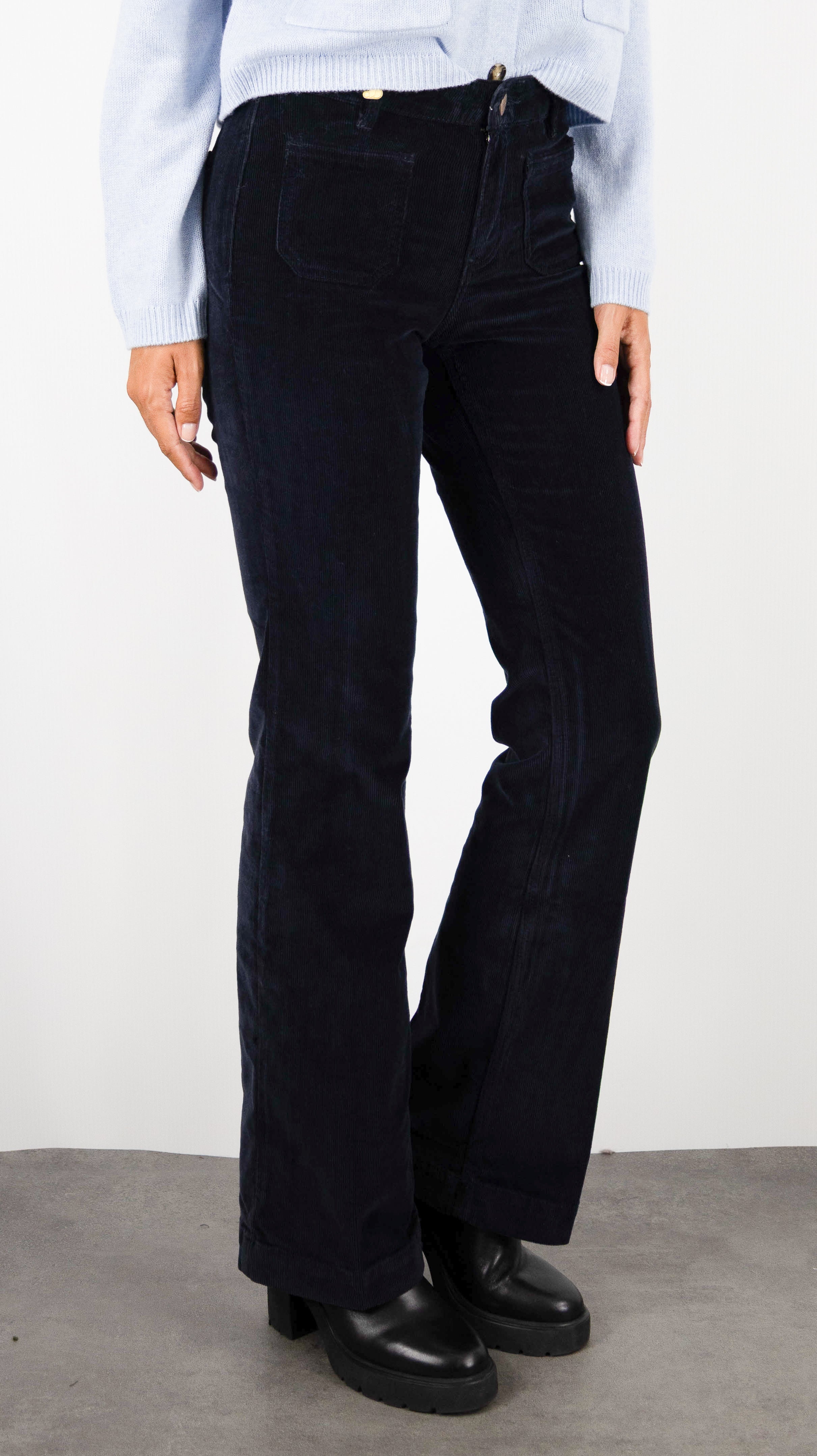 JEANS EVASE EN VELOURS POUR FEMME JANE BLUE BASTILLE NOTTING HILL#COLOR_MARINE