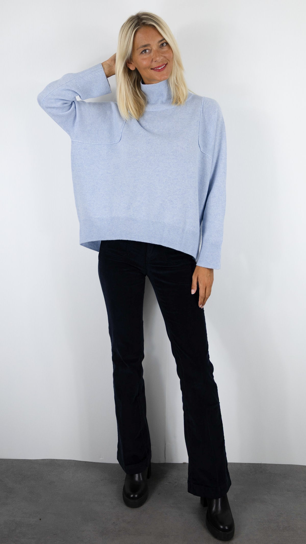 PULL COL CHEMINÉE MAILLE CHINÉE AMPLE POUR FEMME NOTSHY WENDY#COLOR_CIEL CHINE