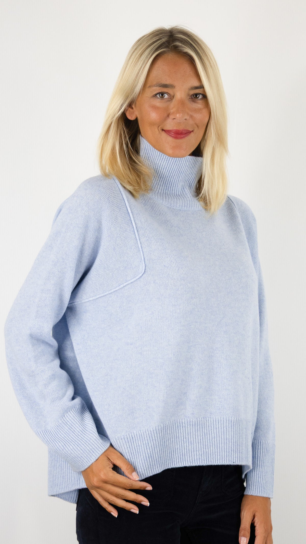 PULL COL CHEMINÉE MAILLE CHINÉE AMPLE POUR FEMME NOTSHY WENDY#COLOR_CIEL CHINE