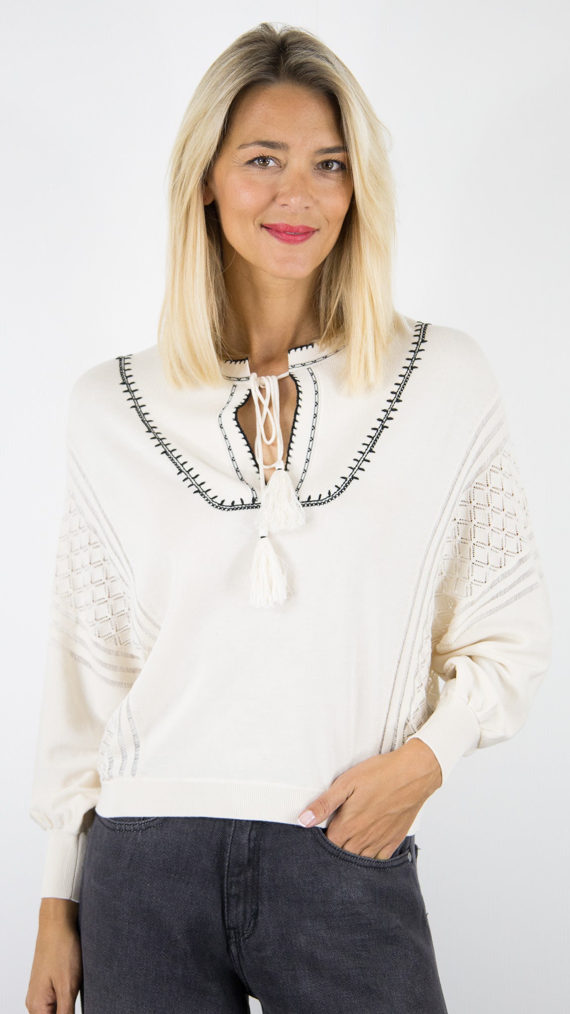 PULL BRODE ECRU OVERSIZE BA&SH BAUSCA