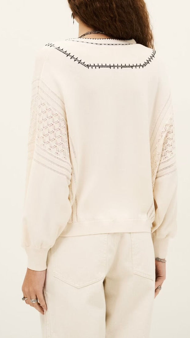 PULL BRODE ECRU OVERSIZE BA&SH BAUSCA
