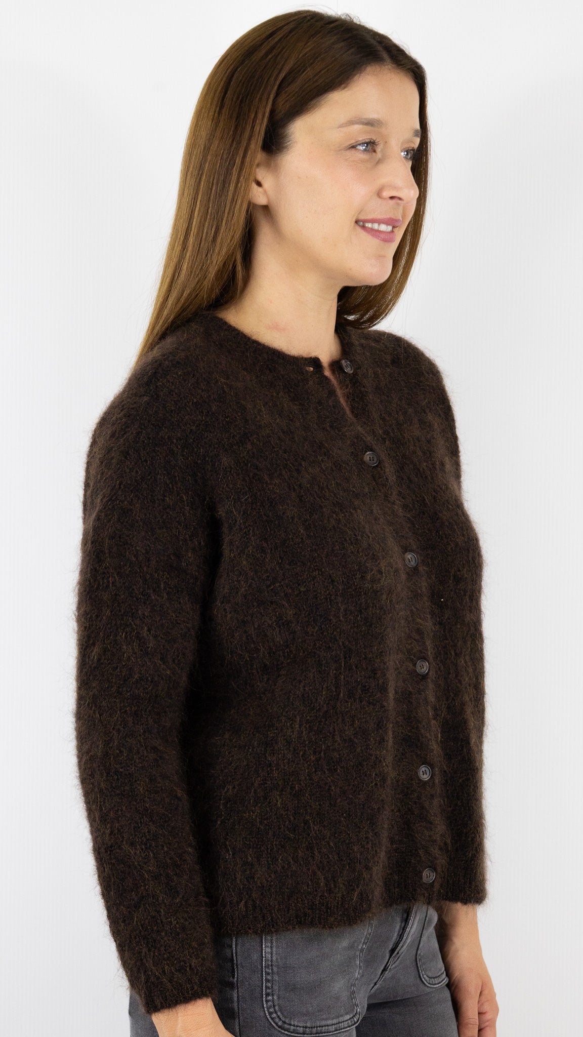 CARDIGAN EN KID MOHAIR FEMME DES PETITS HAUTS BEA#COLOR_COFFEE/CHOCO