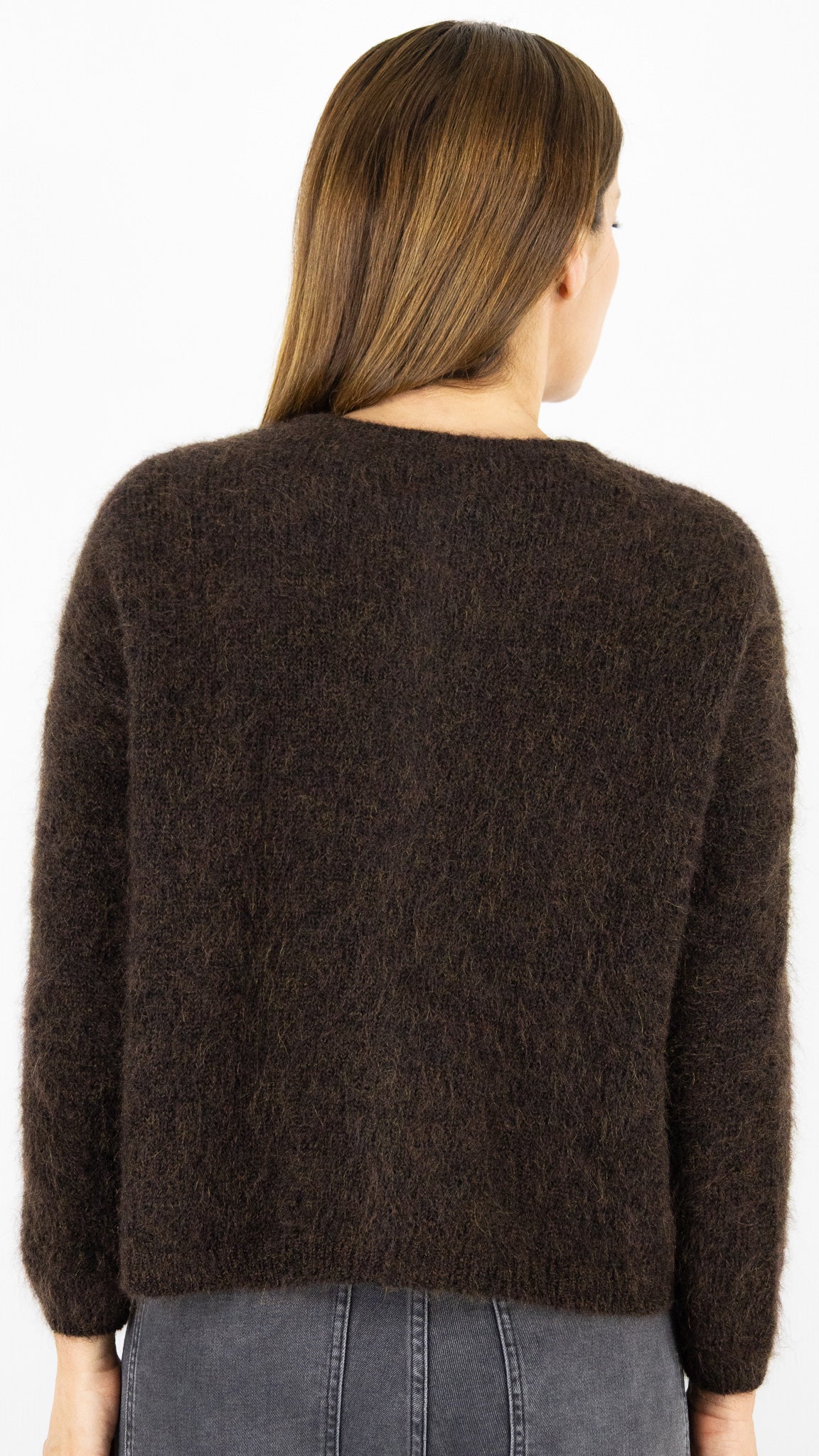 CARDIGAN EN KID MOHAIR FEMME DES PETITS HAUTS BEA#COLOR_COFFEE/CHOCO