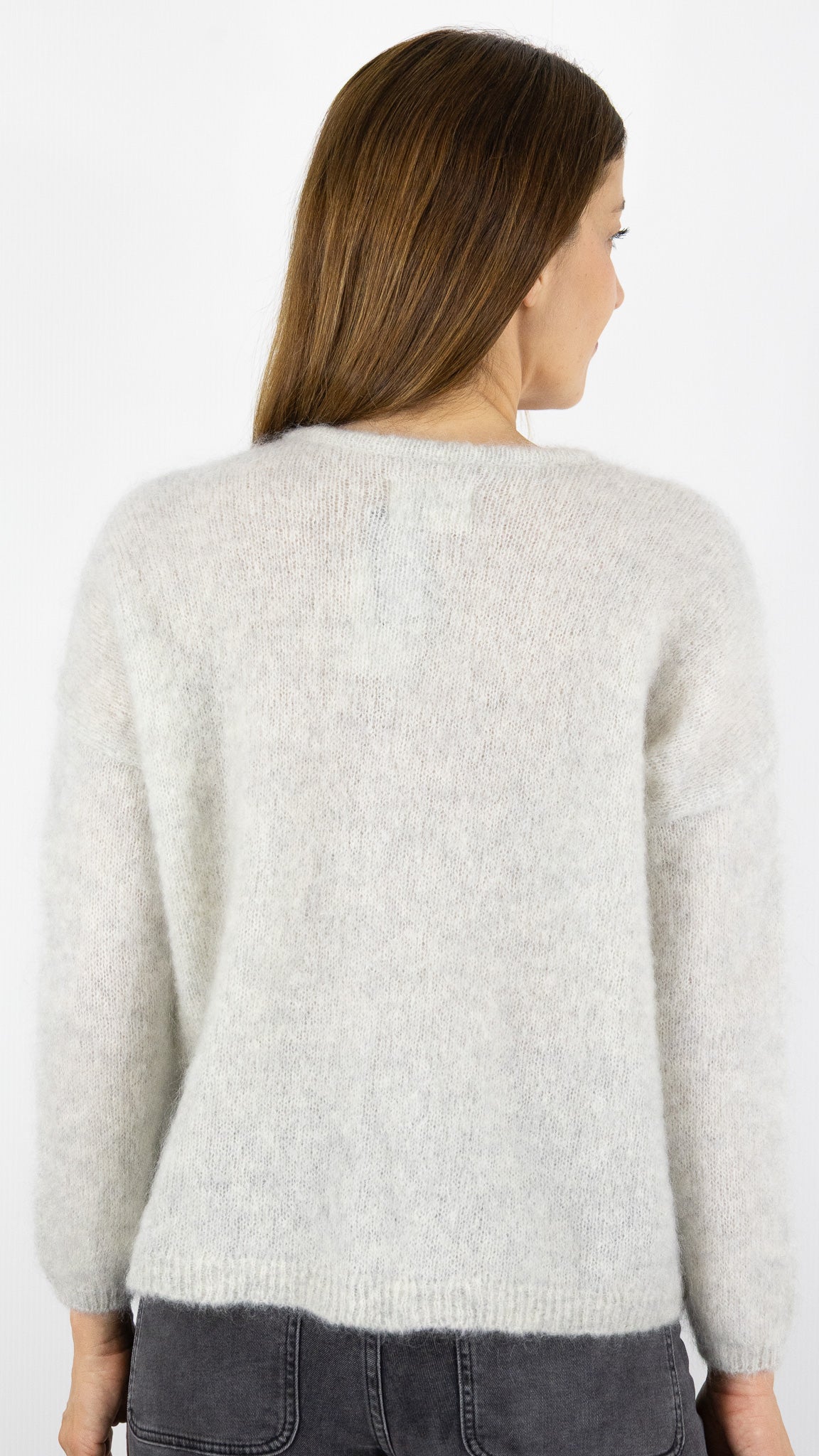 CARDIGAN EN KID MOHAIR FEMME DES PETITS HAUTS BEA#COLOR_GRIS CHINE CLAIR