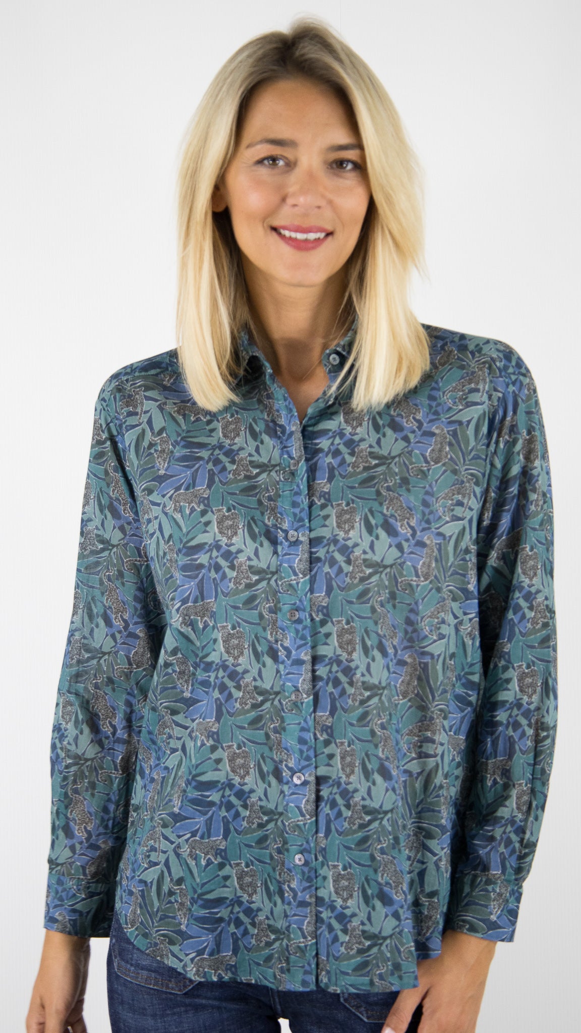 CHEMISE IMPRIME TROPICAL BECH623 CANARD GRIS HARTFORD CINEMA