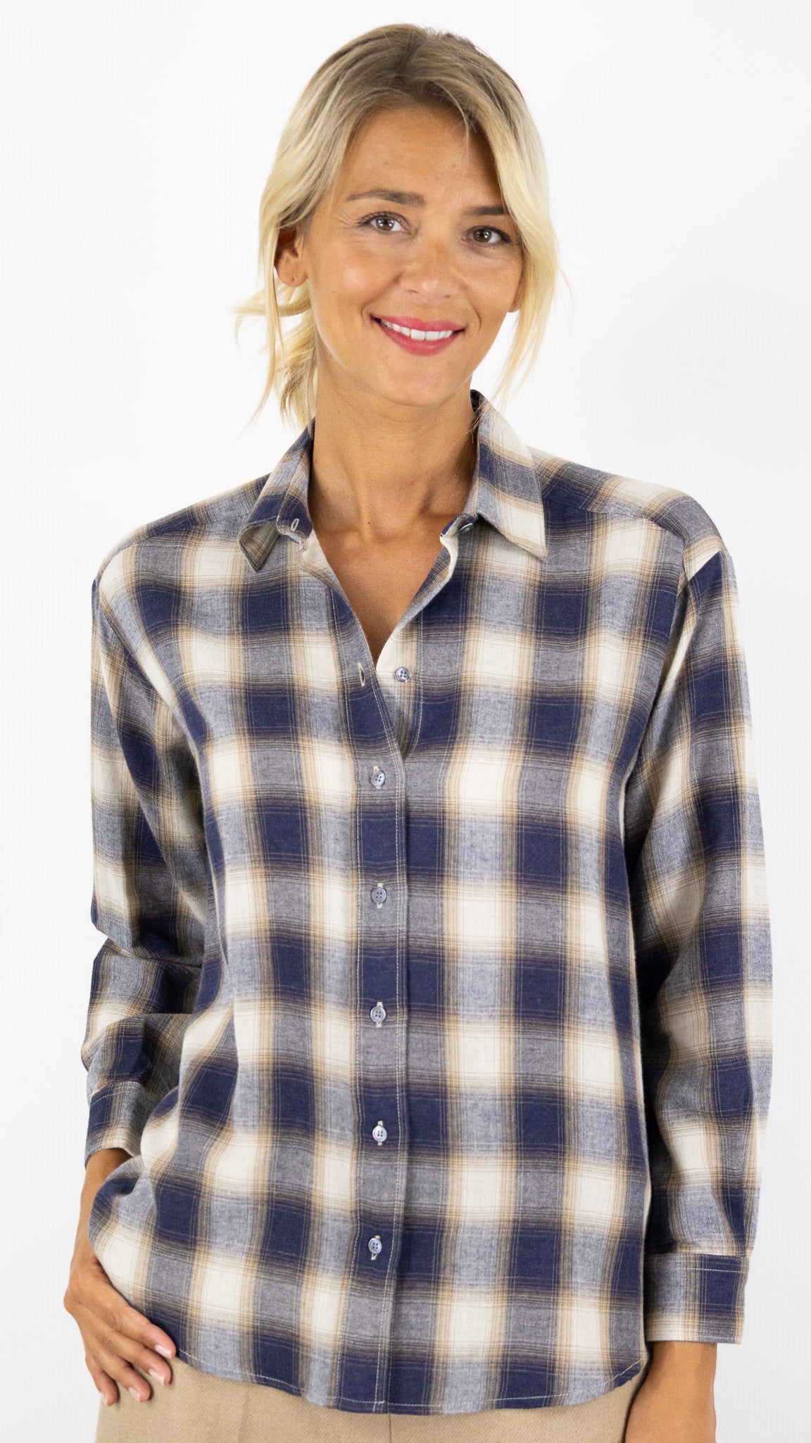 CHEMISE ECOSSAISE BEIGE ET BLEUE HARTFORD CINEMA