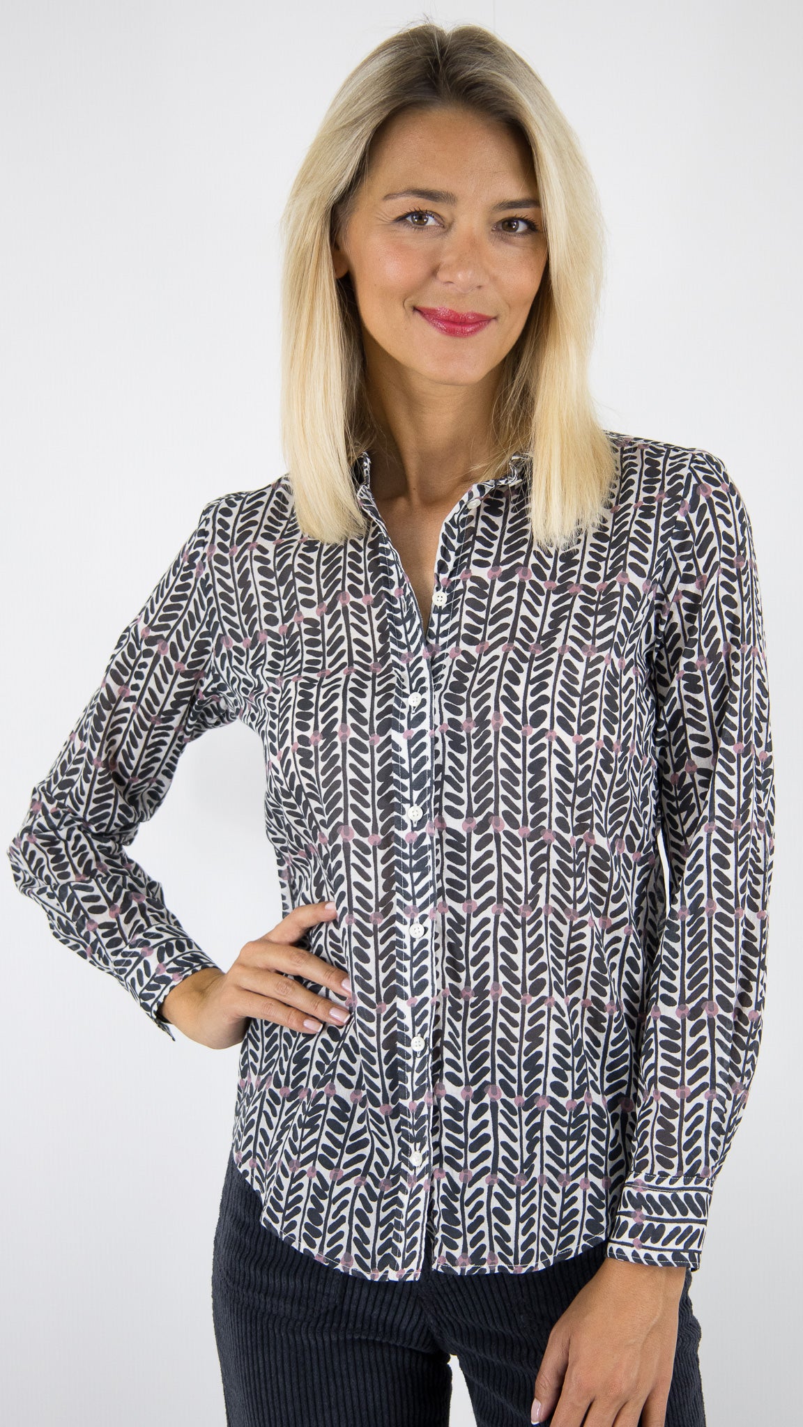 CHEMISE IMPRIMEE EN COTON HARTFORD CORAZ BECM622#COLOR_01/BLEU MARINE