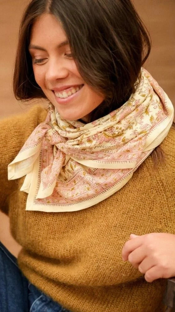 FOULARD IMPRIME FLEURS BELLEMME BELIZE#color_BELIZE