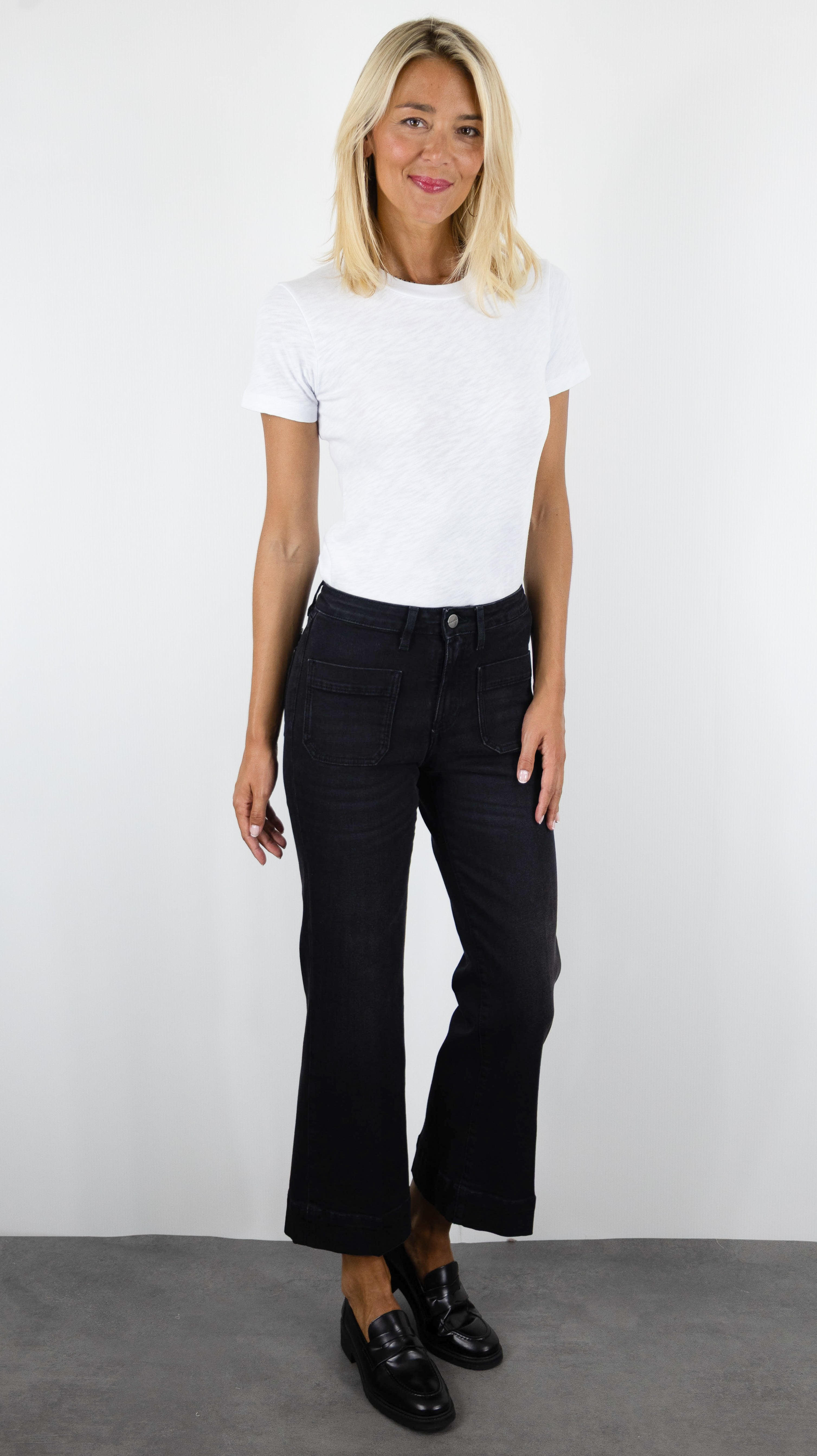 JEANS 7/8 EVASE POUR FEMME DENIM STUDIO BELLA BLACK DENIM JEANS ANTRACITE