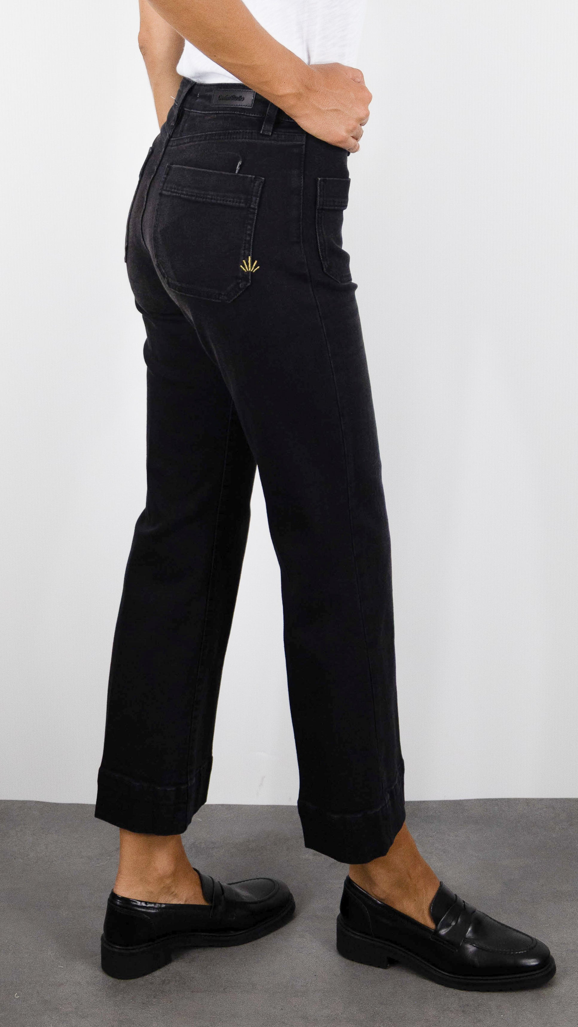 JEANS 7/8 EVASE POUR FEMME DENIM STUDIO BELLA BLACK DENIM JEANS ANTRACITE
