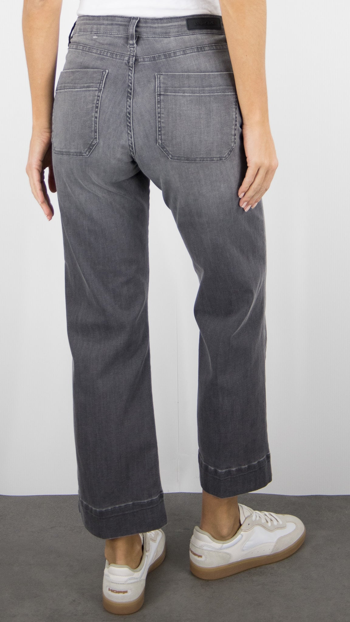 JEANS LARGE 7/8 POUR FEMME ANTIC WASH GRIS DENIM STUDIO BELLA LIGHT BLACK DENIM