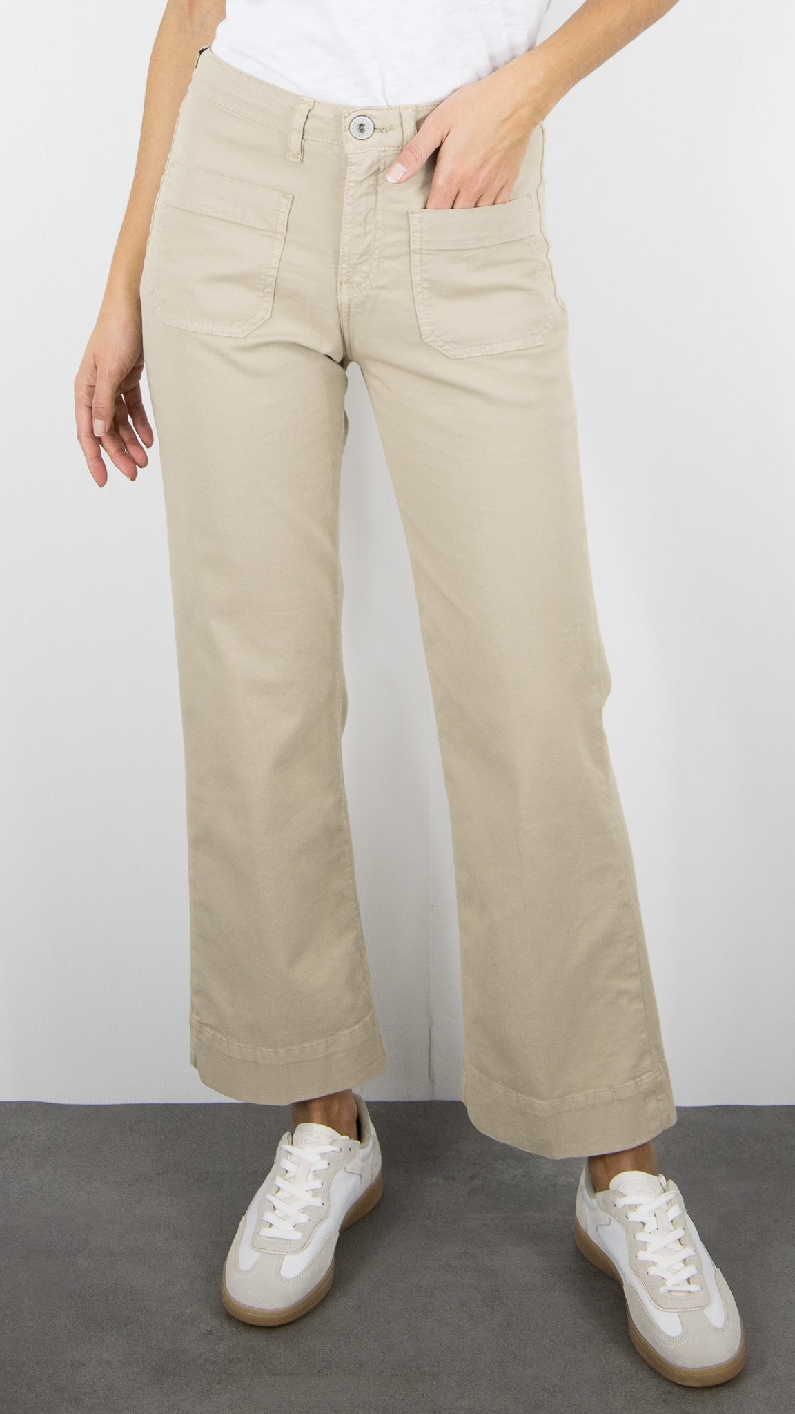 PANTALON 7/8 JAMBES LARGES POUR FEMME DENIM STUDIO BELLA LIGHT GABARDINE#COLOR_DUST/BEIGE