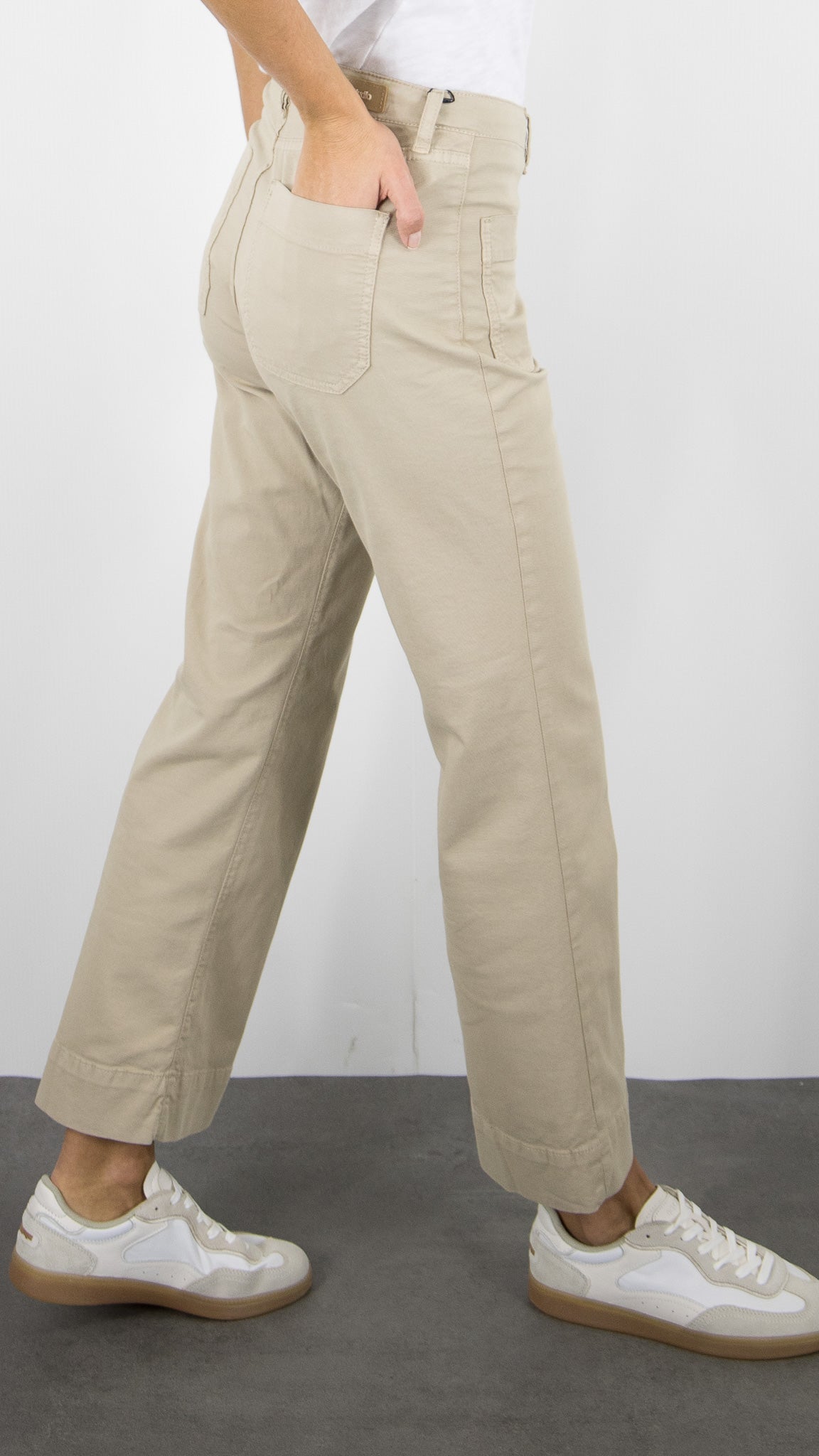 PANTALON 7/8 JAMBES LARGES POUR FEMME DENIM STUDIO BELLA LIGHT GABARDINE#COLOR_DUST/BEIGE