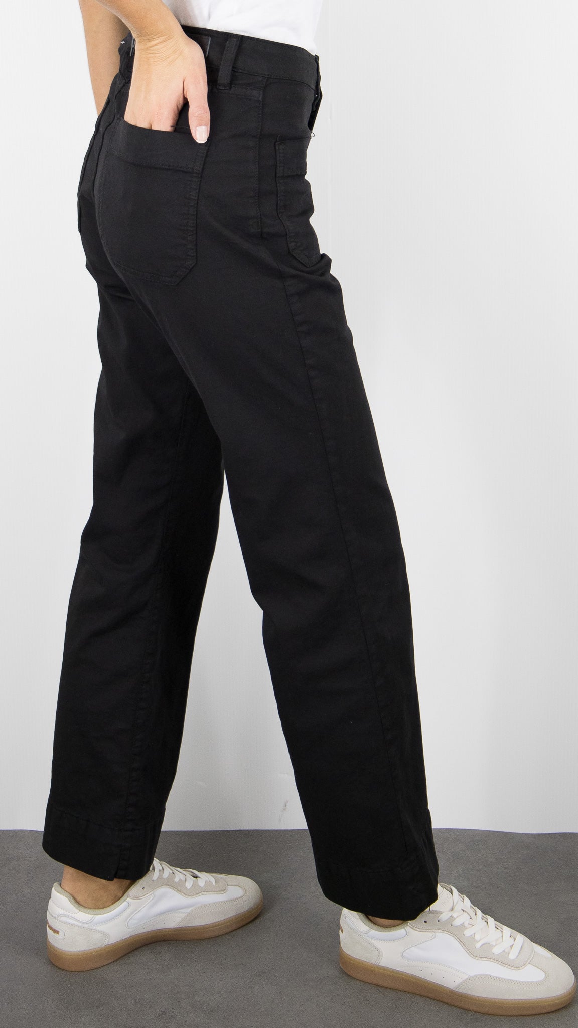 PANTALON 7/8 JAMBES LARGES POUR FEMME DENIM STUDIO BELLA LIGHT GABARDINE#COLOR_NOIR