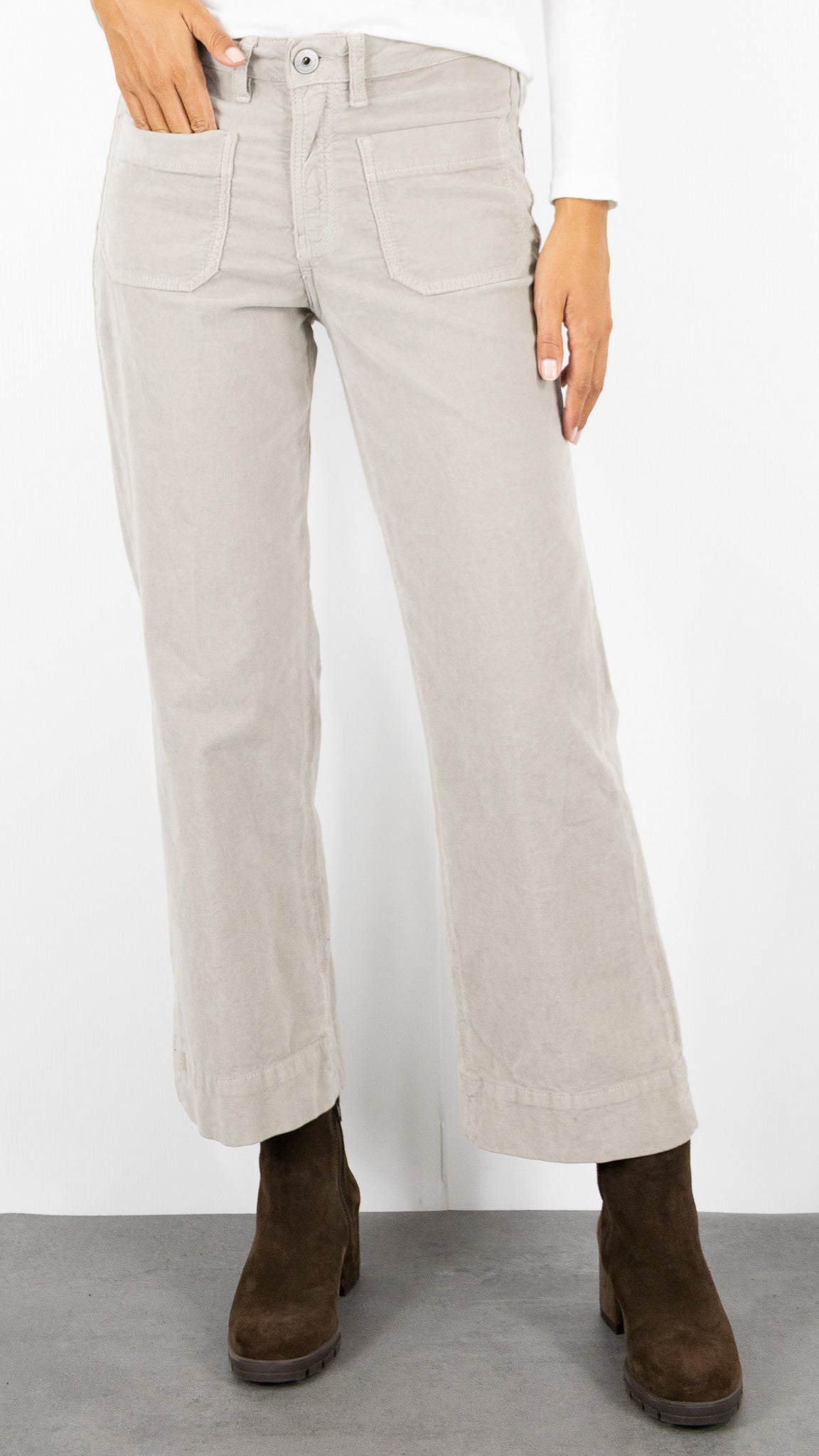 PANTALON DROIT EN VELOURS PALATINE DENIM STUDIO BELLA PALATINE CORD#COLOR_GALET/TAUPE