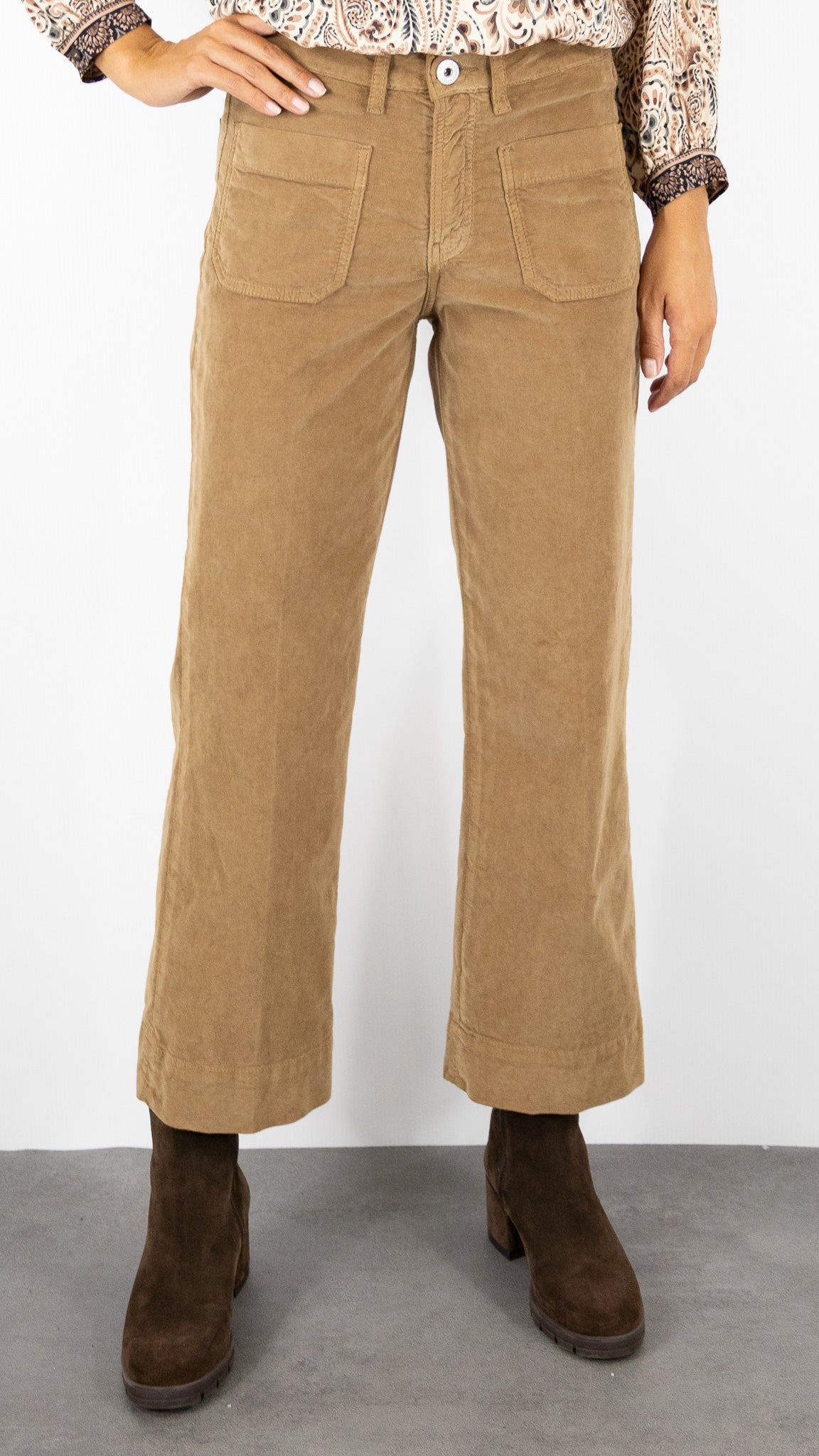 PANTALON DROIT EN VELOURS PALATINE DENIM STUDIO BELLA PALATINE CORD#COLOR_HAVANE/CAMEL