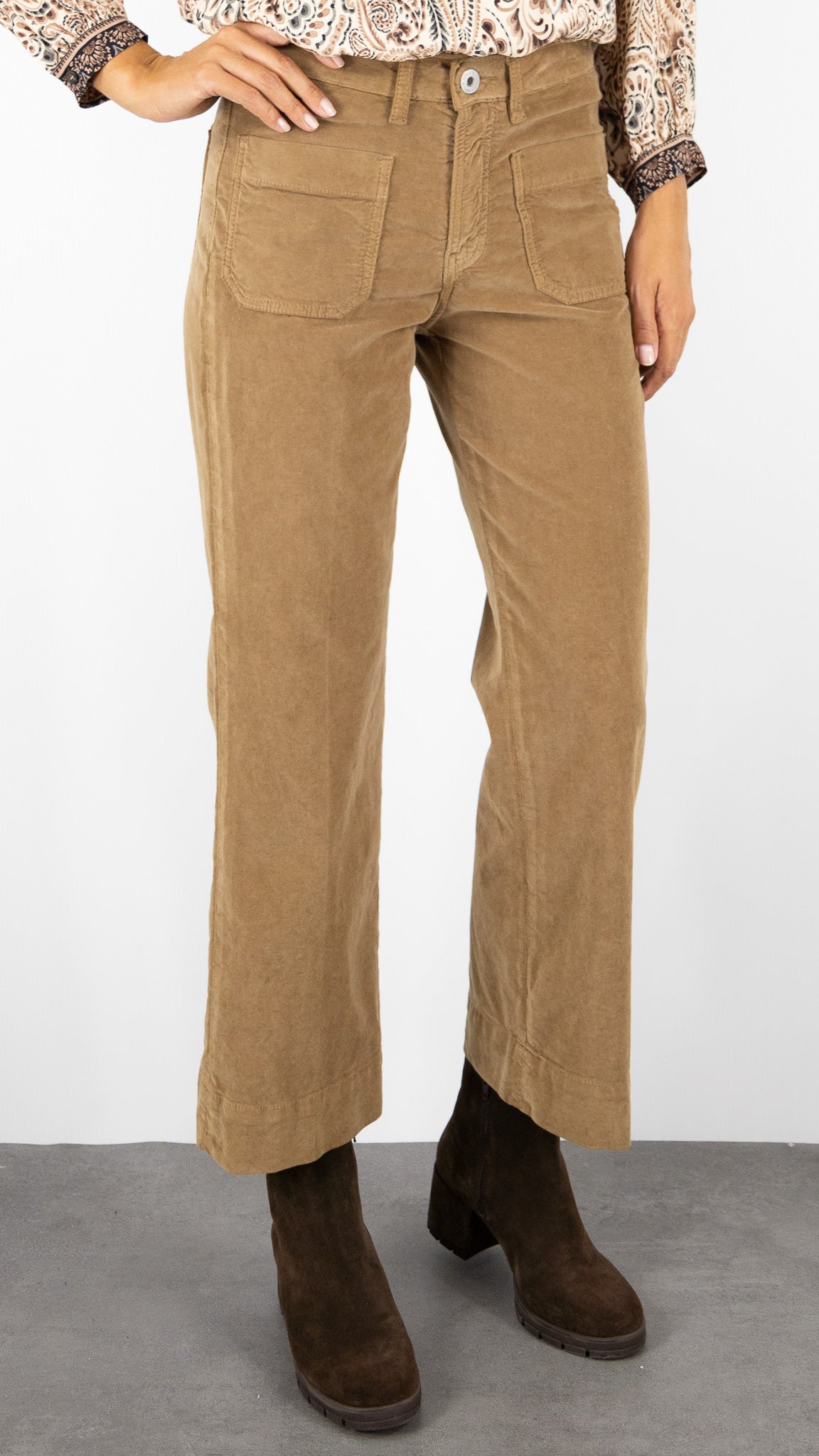 PANTALON DROIT EN VELOURS PALATINE DENIM STUDIO BELLA PALATINE CORD#COLOR_HAVANE/CAMEL