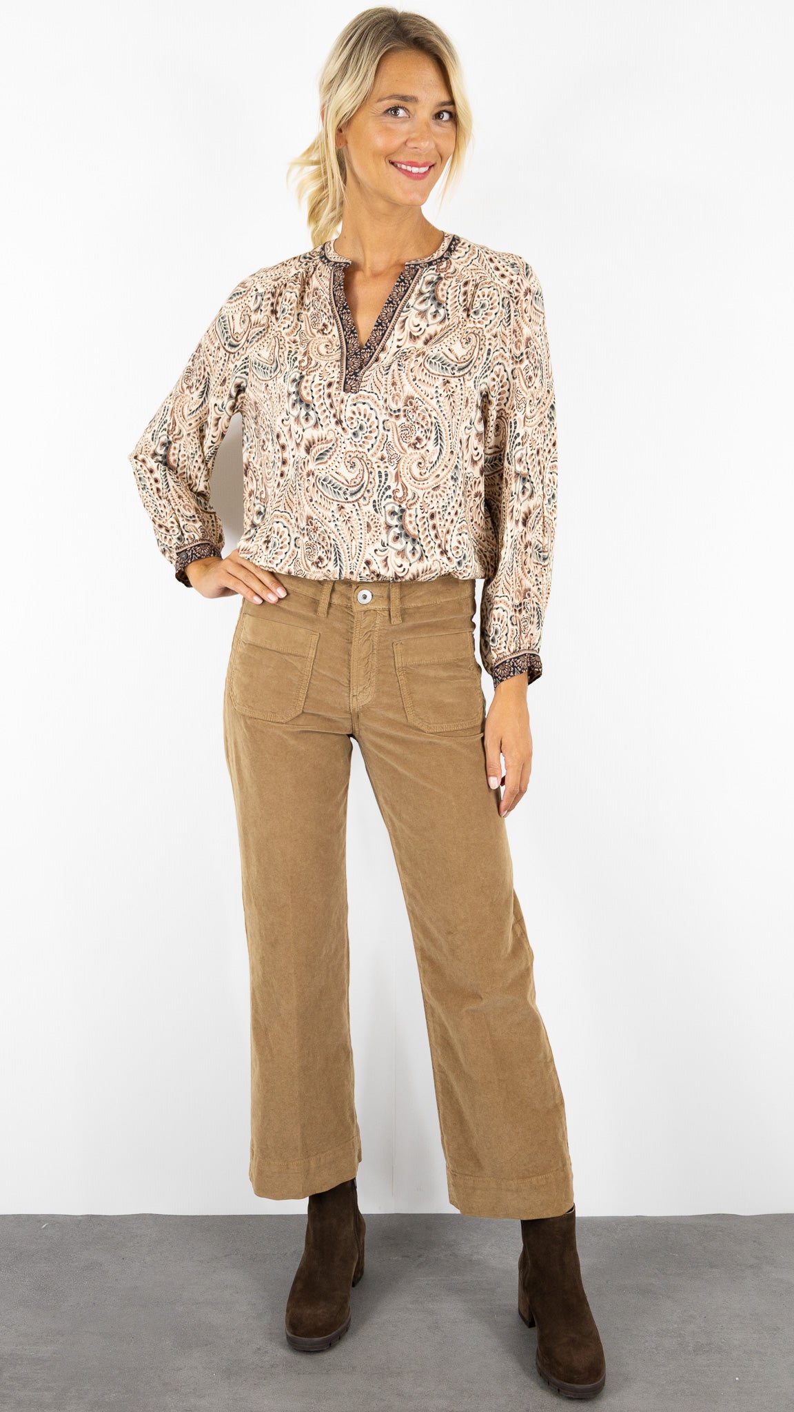 PANTALON DROIT EN VELOURS PALATINE DENIM STUDIO BELLA PALATINE CORD#COLOR_HAVANE/CAMEL