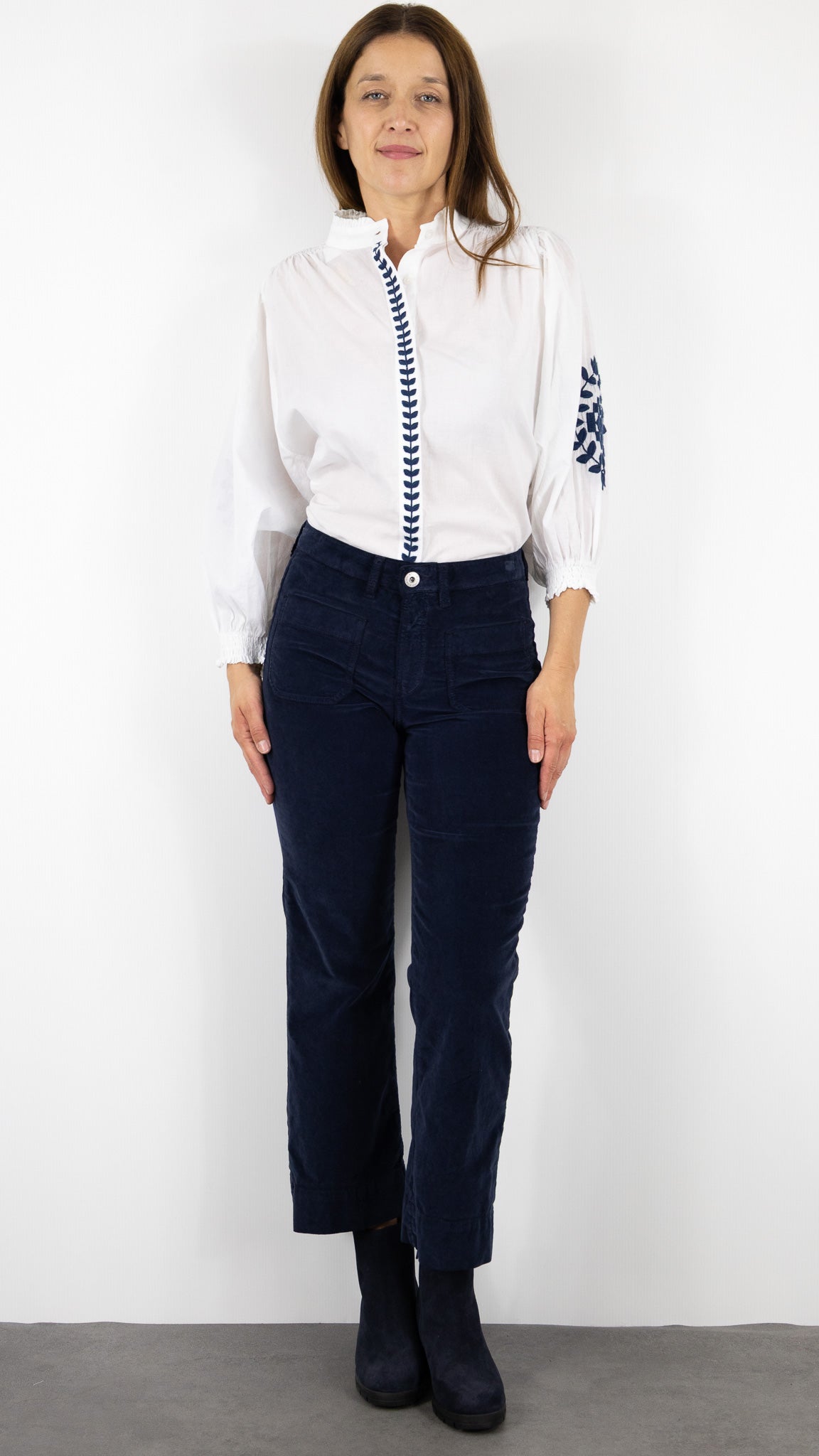 PANTALON DROIT EN VELOURS PALATINE DENIM STUDIO BELLA PALATINE CORD#COLOR_NAVY/MARINE