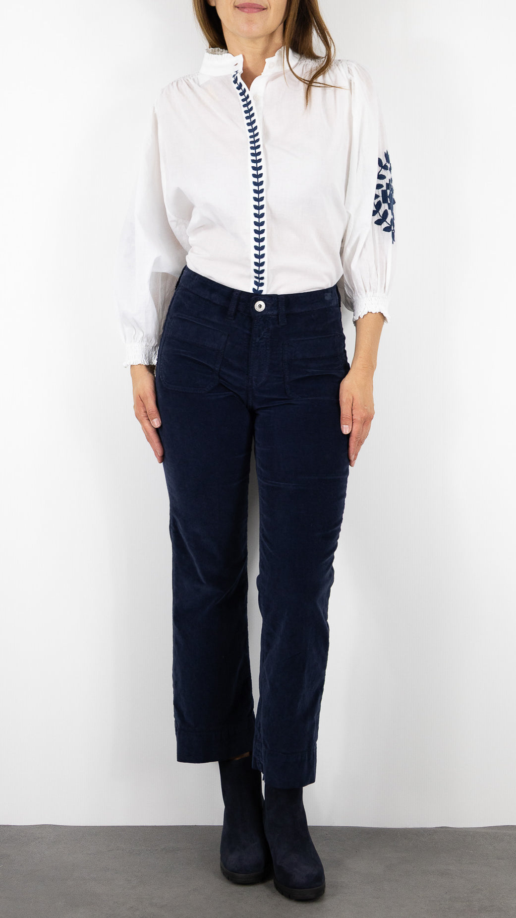PANTALON DROIT EN VELOURS PALATINE DENIM STUDIO BELLA PALATINE CORD#COLOR_NAVY/MARINE