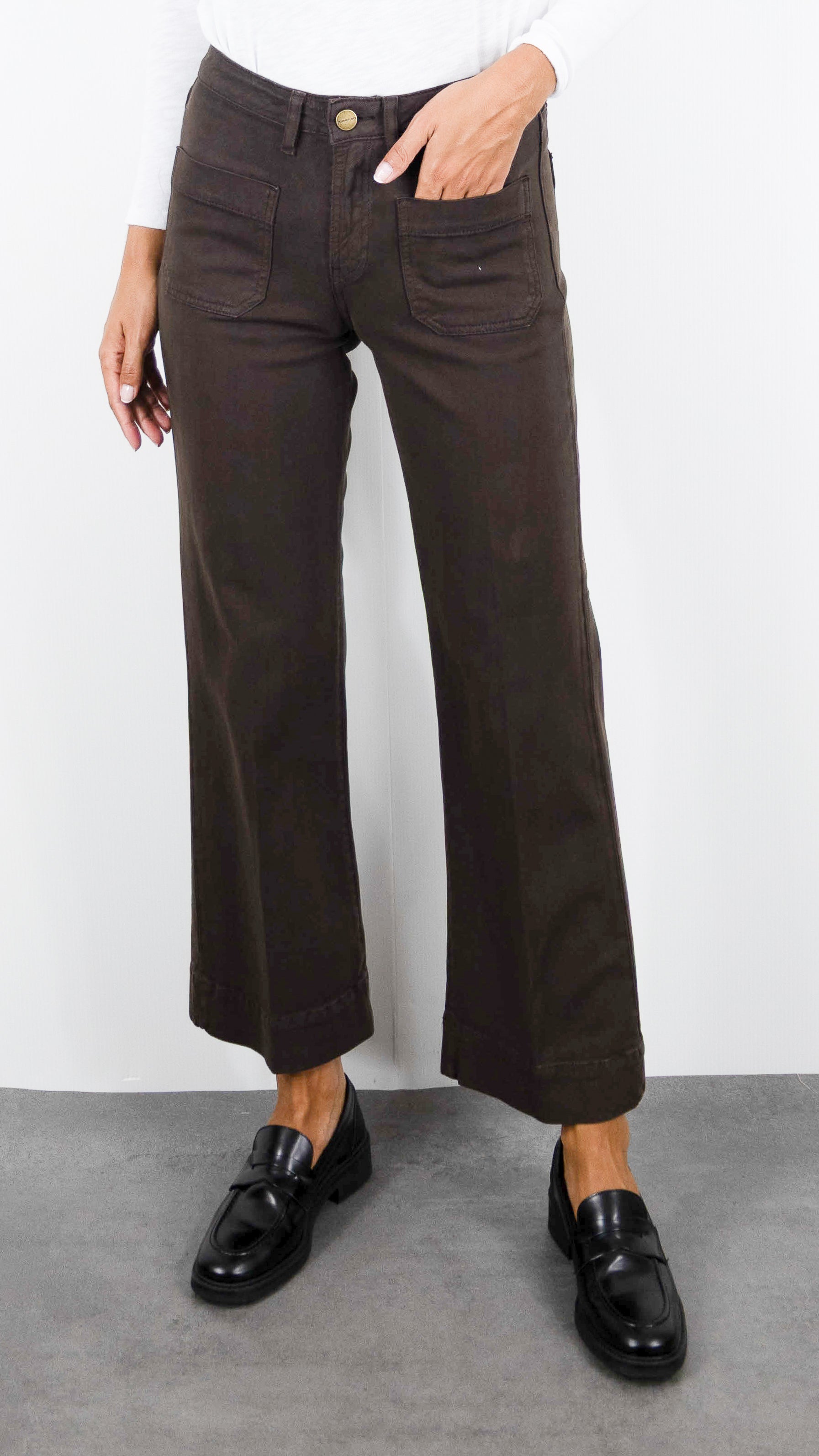 PANTALON LARGE 7/8 POUR FEMME DENIM STUDIO BELLA SOFT TWILL#COLOR_EBENE CHOCO
