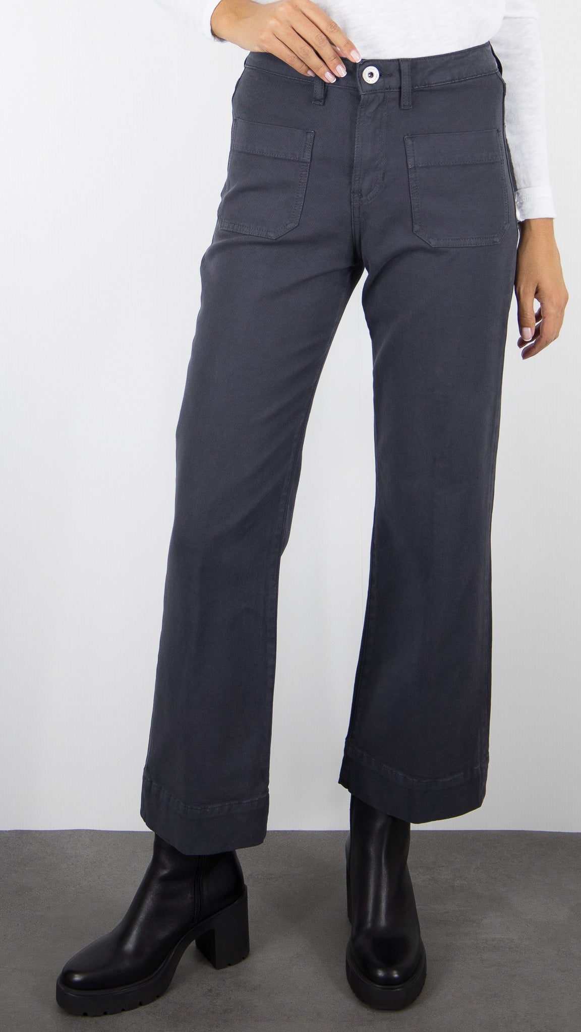 PANTALON TAILLE HAUTE EVASE FEMME DENIM STUDIO BELLA SOFT TWILL#COLOR_ASH/ANTRA