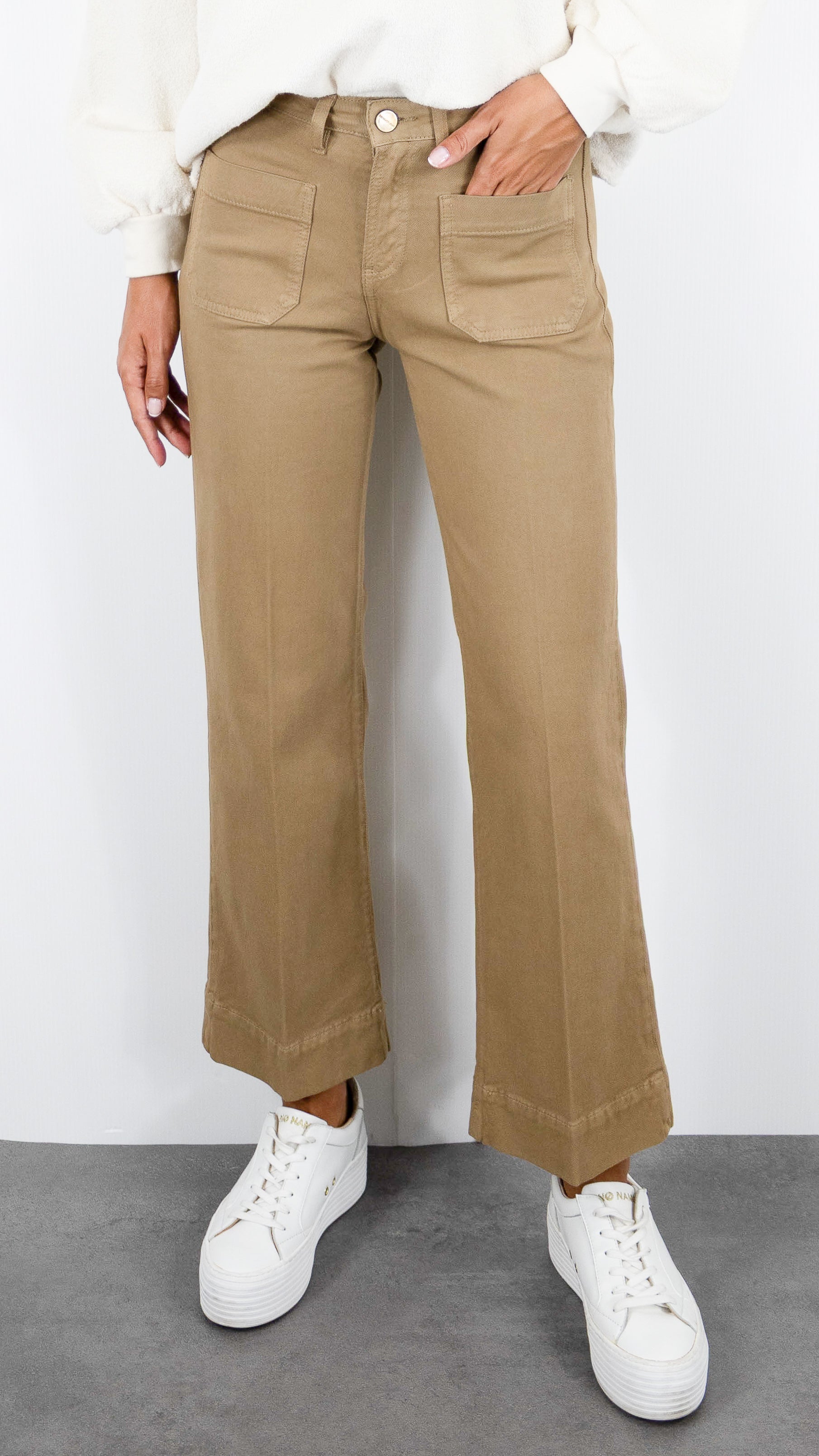 PANTALON LARGE 7/8 POUR FEMME DENIM STUDIO BELLA SOFT TWILL#COLOR_HAVANE CAMEL