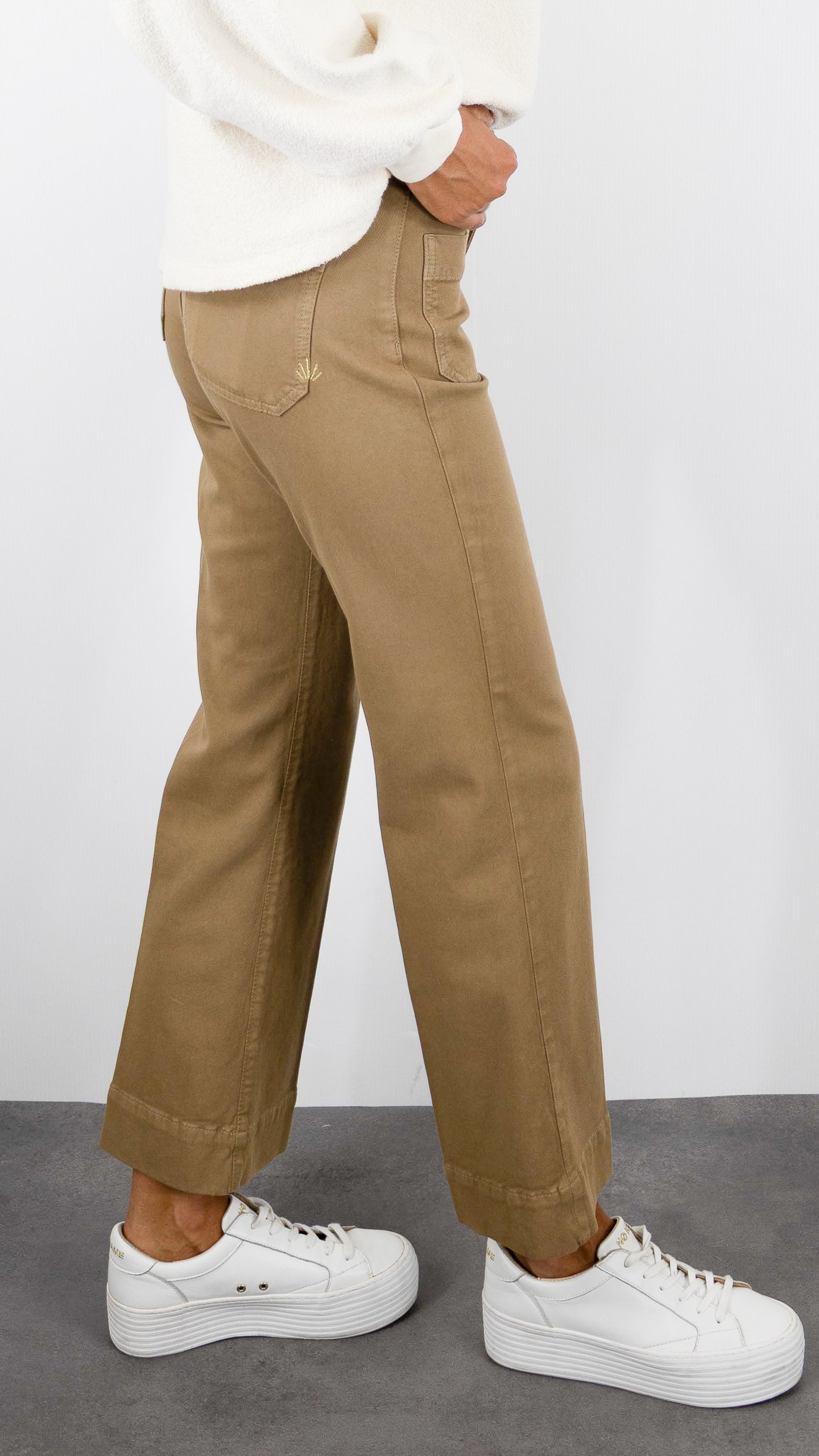 PANTALON LARGE 7/8 POUR FEMME DENIM STUDIO BELLA SOFT TWILL#COLOR_HAVANE CAMEL