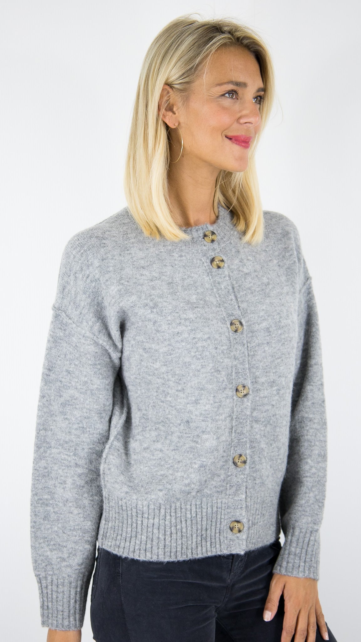 CARDIGAN EN LAINE ET ALPAGA GRIS FEMME HARTFORD MELIS BEMD509