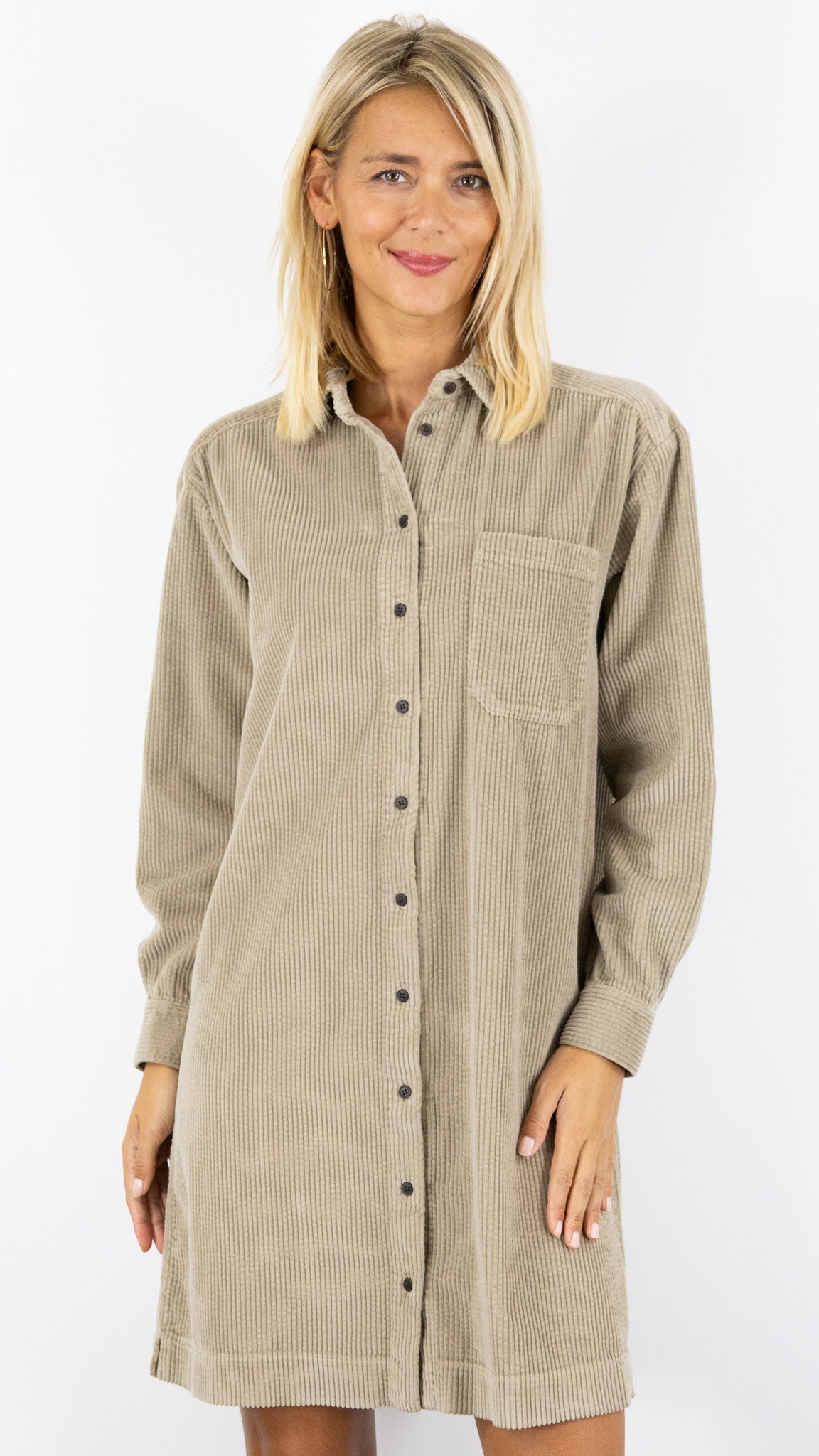 ROBE CHEMISE EN VELOURS COTELE BEIGE HARTFORD RYLER