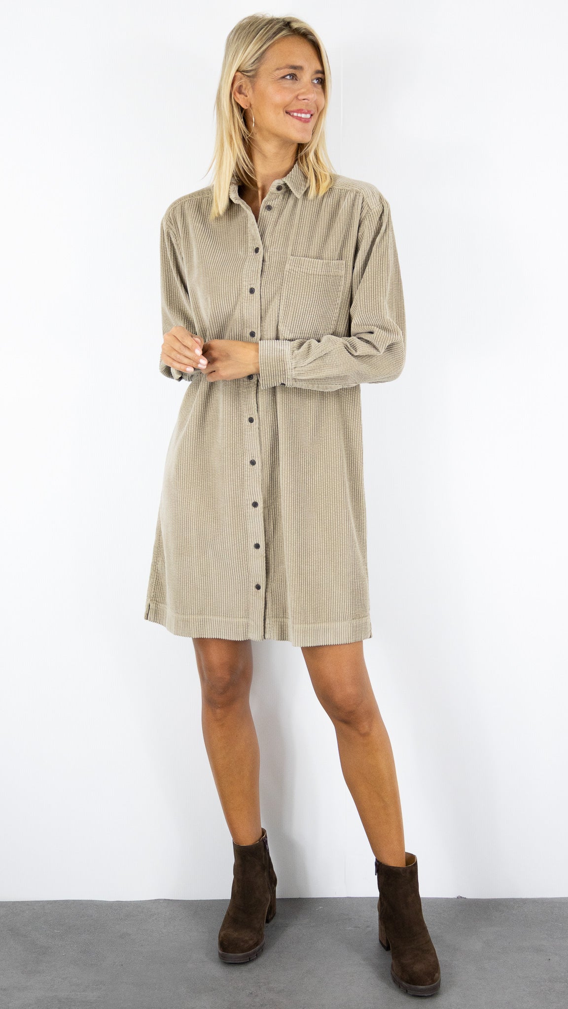 ROBE CHEMISE EN VELOURS COTELE BEIGE HARTFORD RYLER