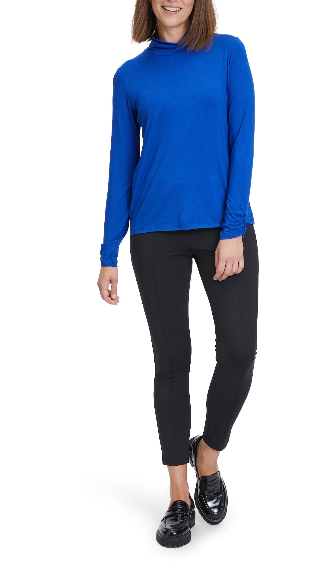 TEE SHIRT COL ROULE FRONCES BETTY BARCLAY 2890 2063 BLEU ELECTRIQUE