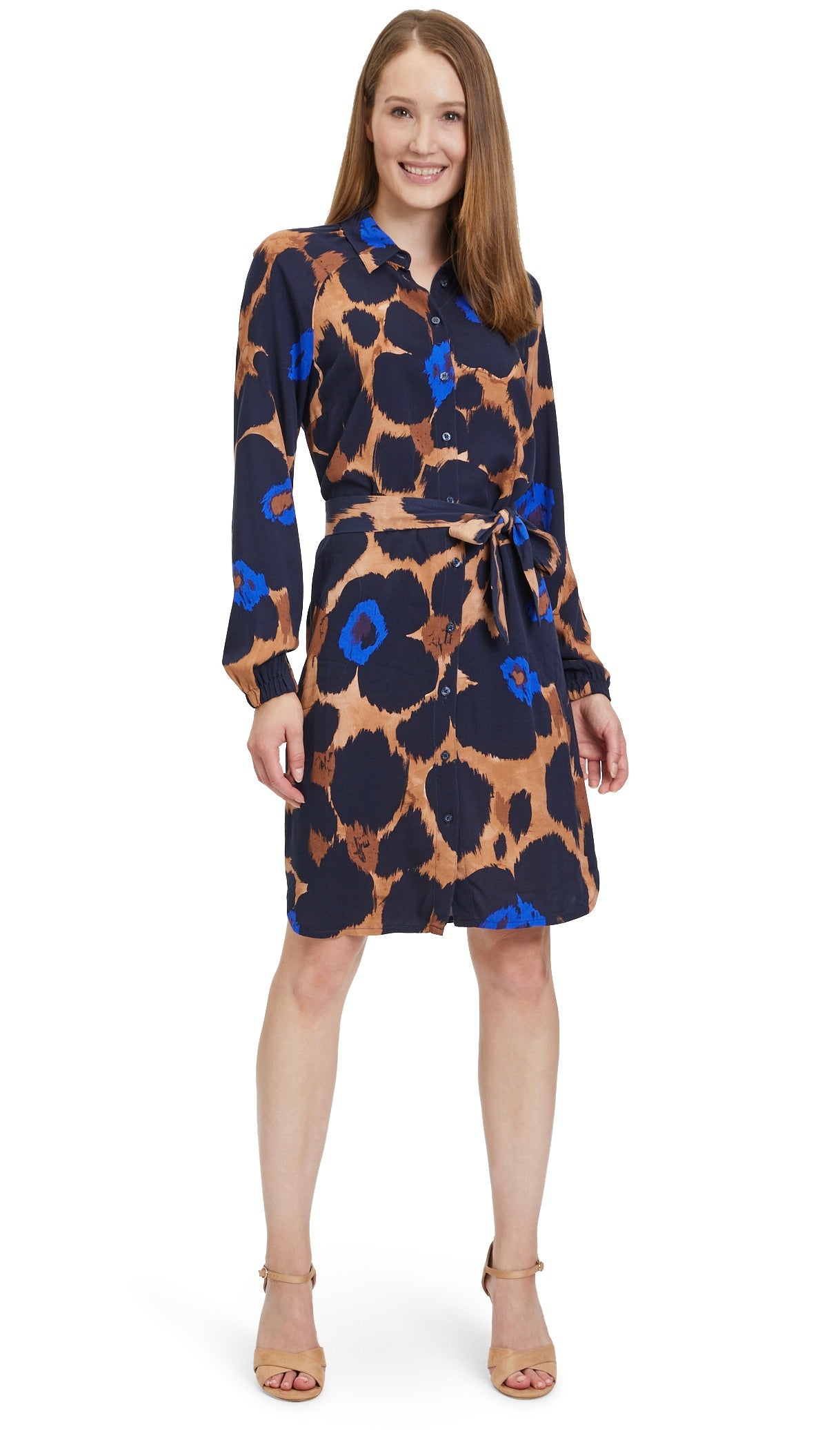 ROBE FLUIDE IMPRIMEE 1424 2212 BETTY BARCLAY MARINE TABAC
